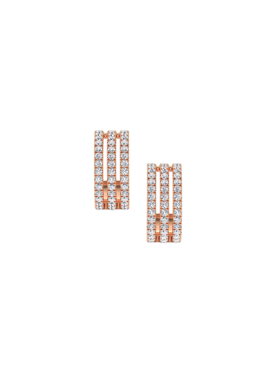 LUNA Women 14 KT Rose Gold 1.71 Ct Lab Grown Diamond Hoop & Huggie Earrings - 7.15 g