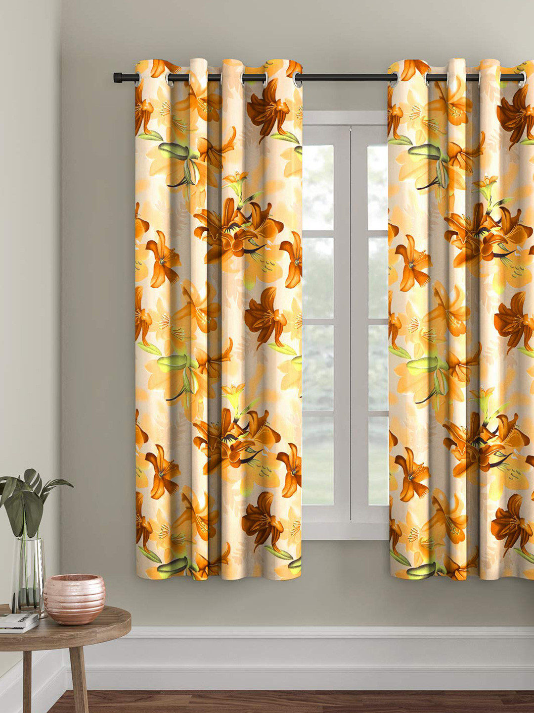 Cortina 2 Pieces Floral Printed Window Curtains