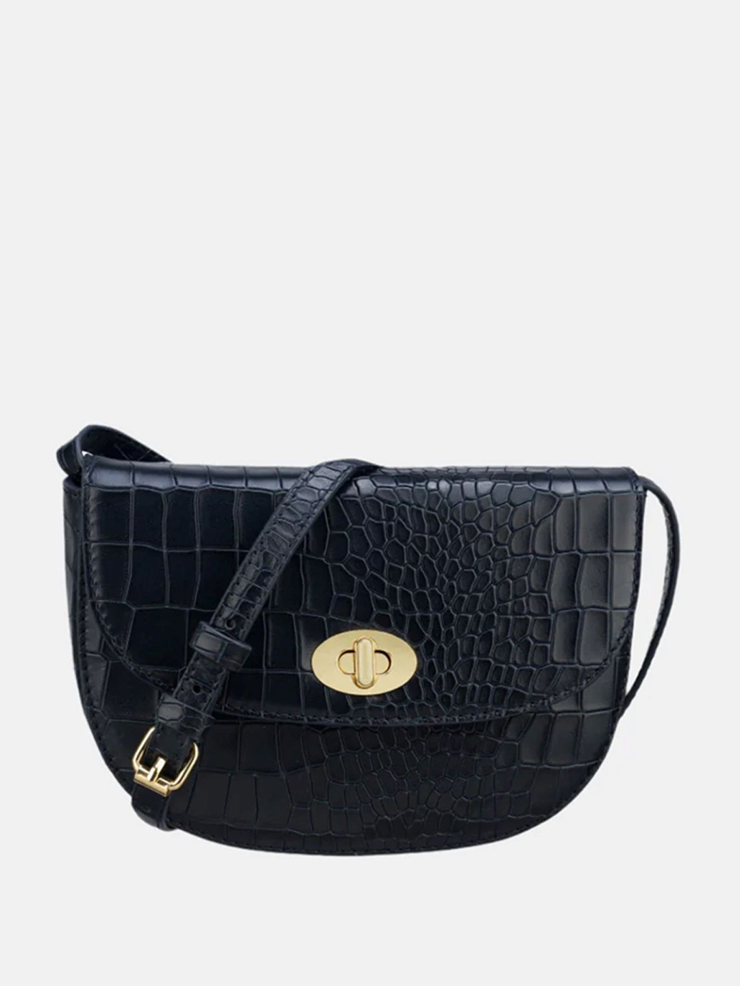 Gioia Black Ela Small Croc Bag