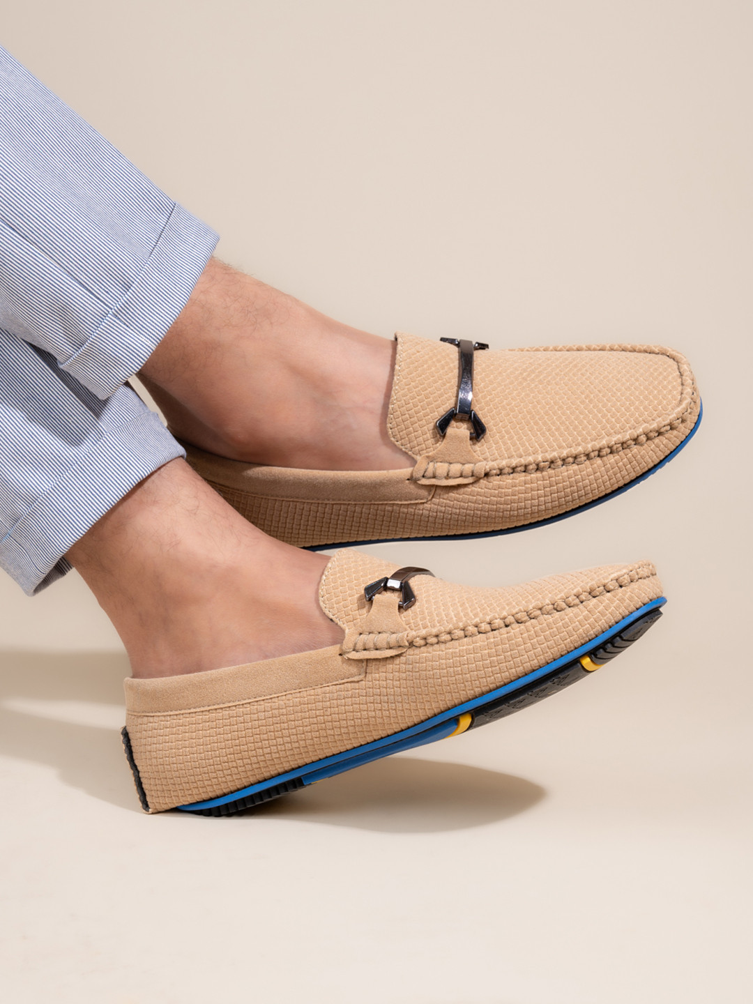 Alberto Torresi Men Textured Horsebit Loafers