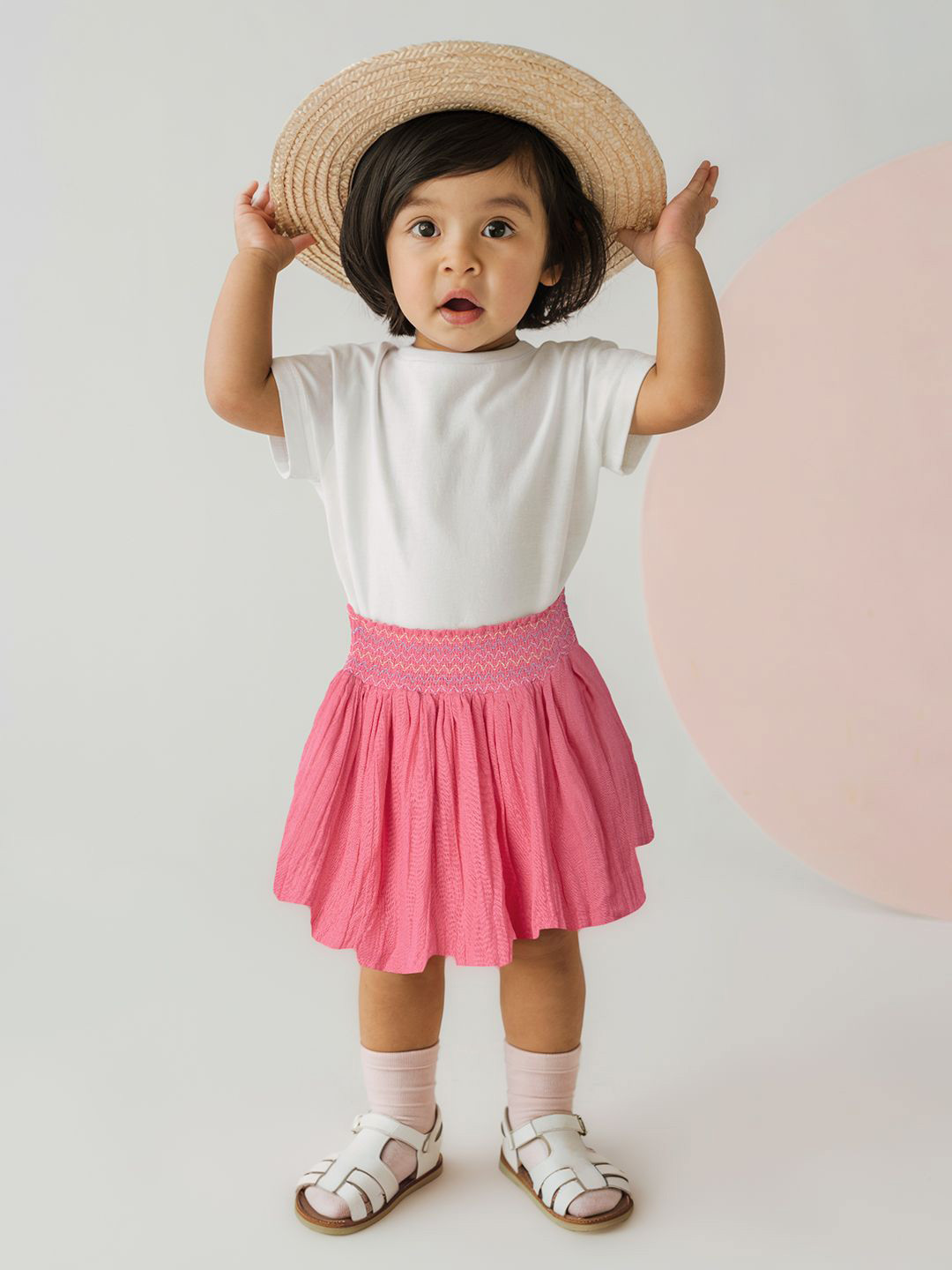 The Souled Store Girls Solids Flamingo Pink Pure Cotton Flared Skirt