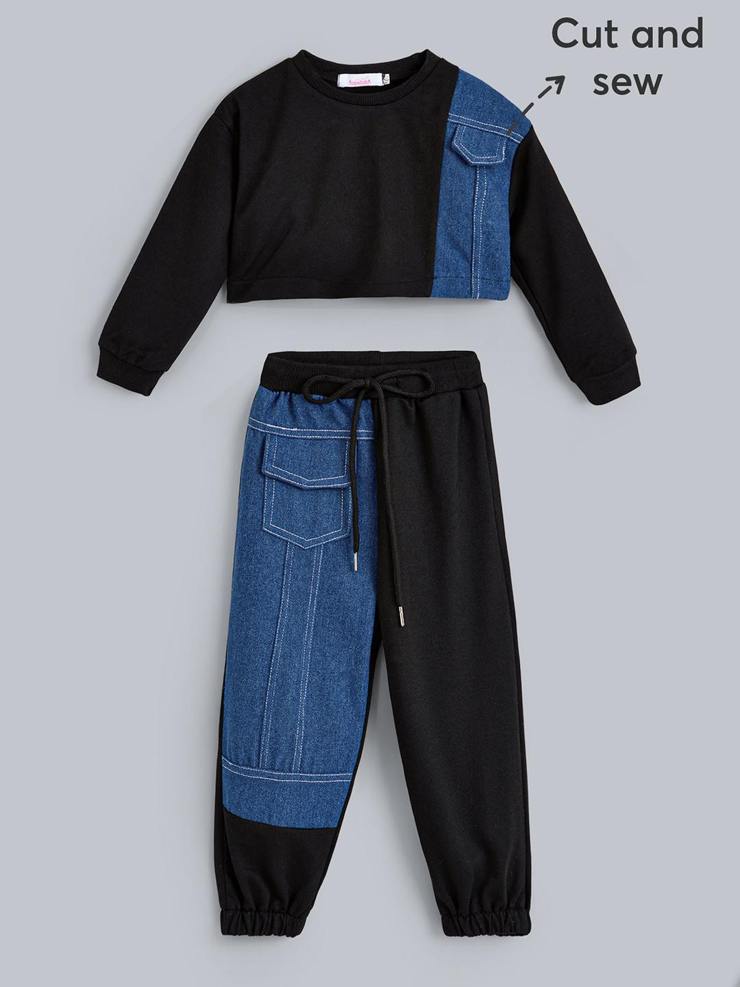 2-Pc Solid Sweatshirt & Jeans