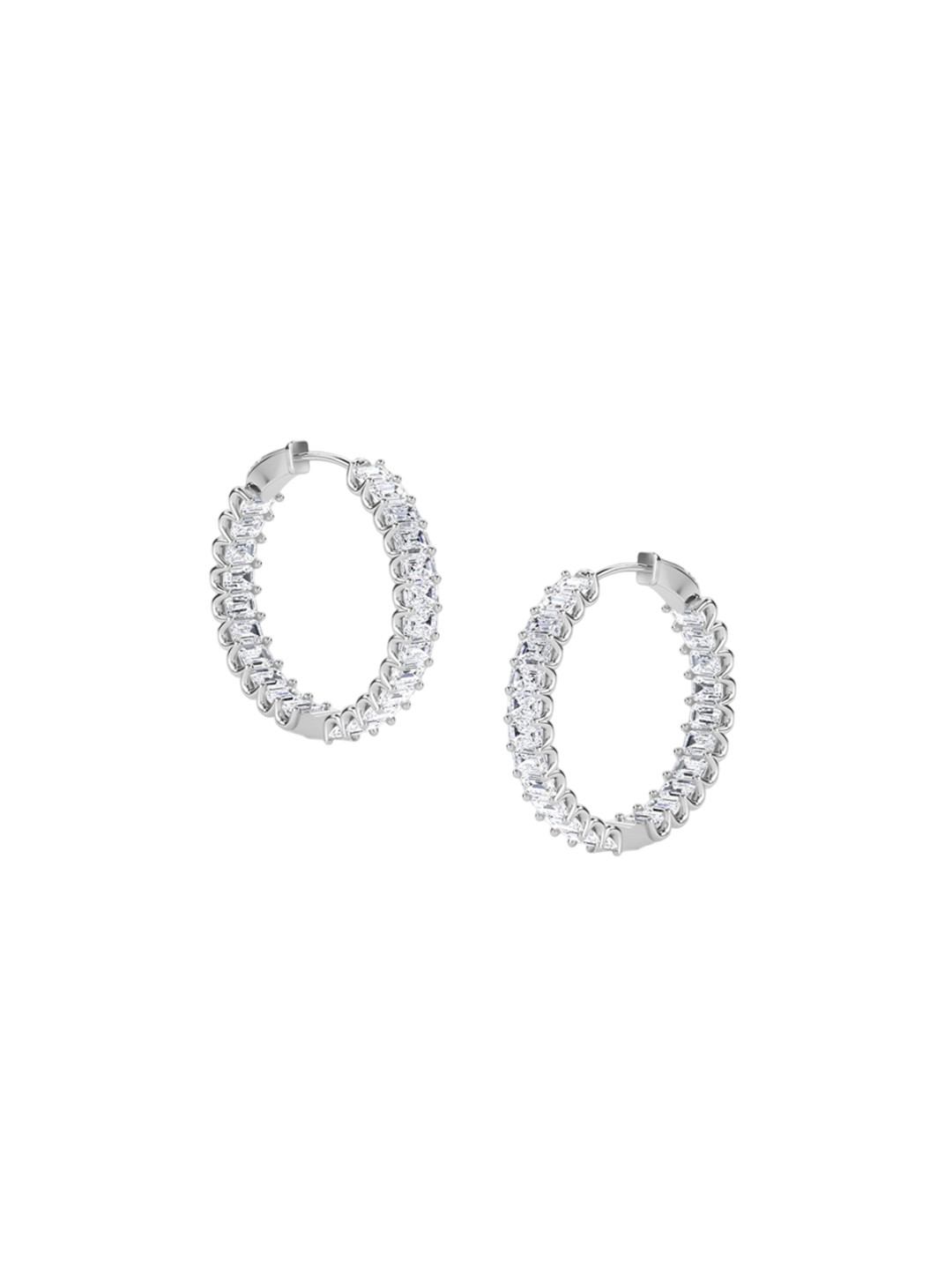 LUNA Women 14 KT White Gold 11.96 Ct Lab Grown Diamond Hoop & Huggie Earrings - 14.41 g