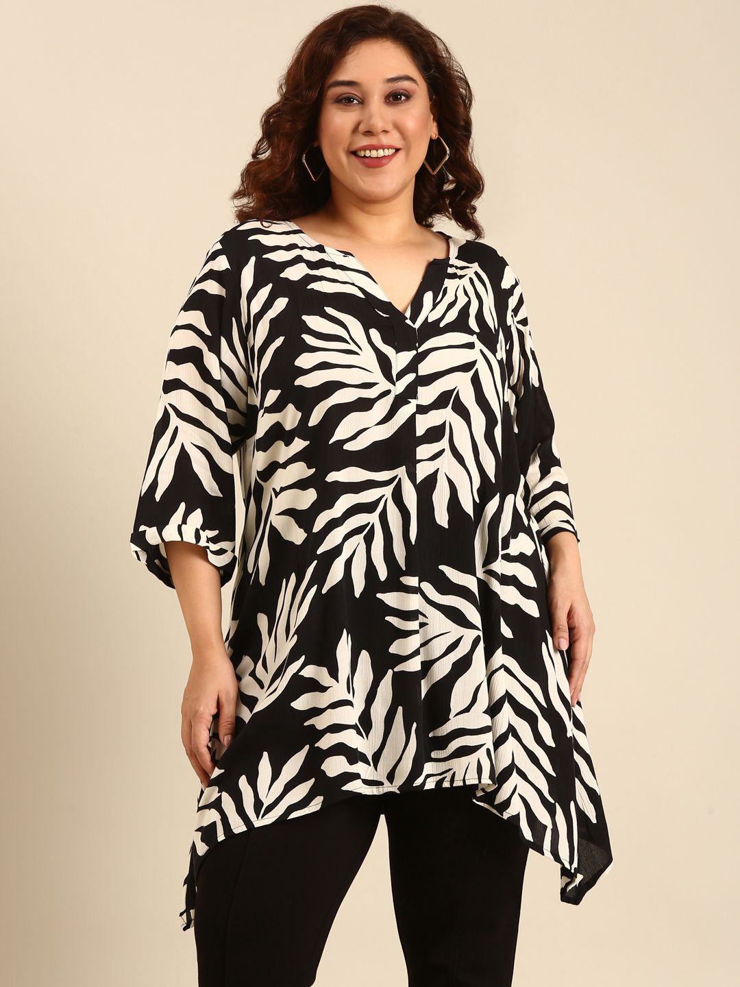 The Pink Moon Leaf Printed Tunic