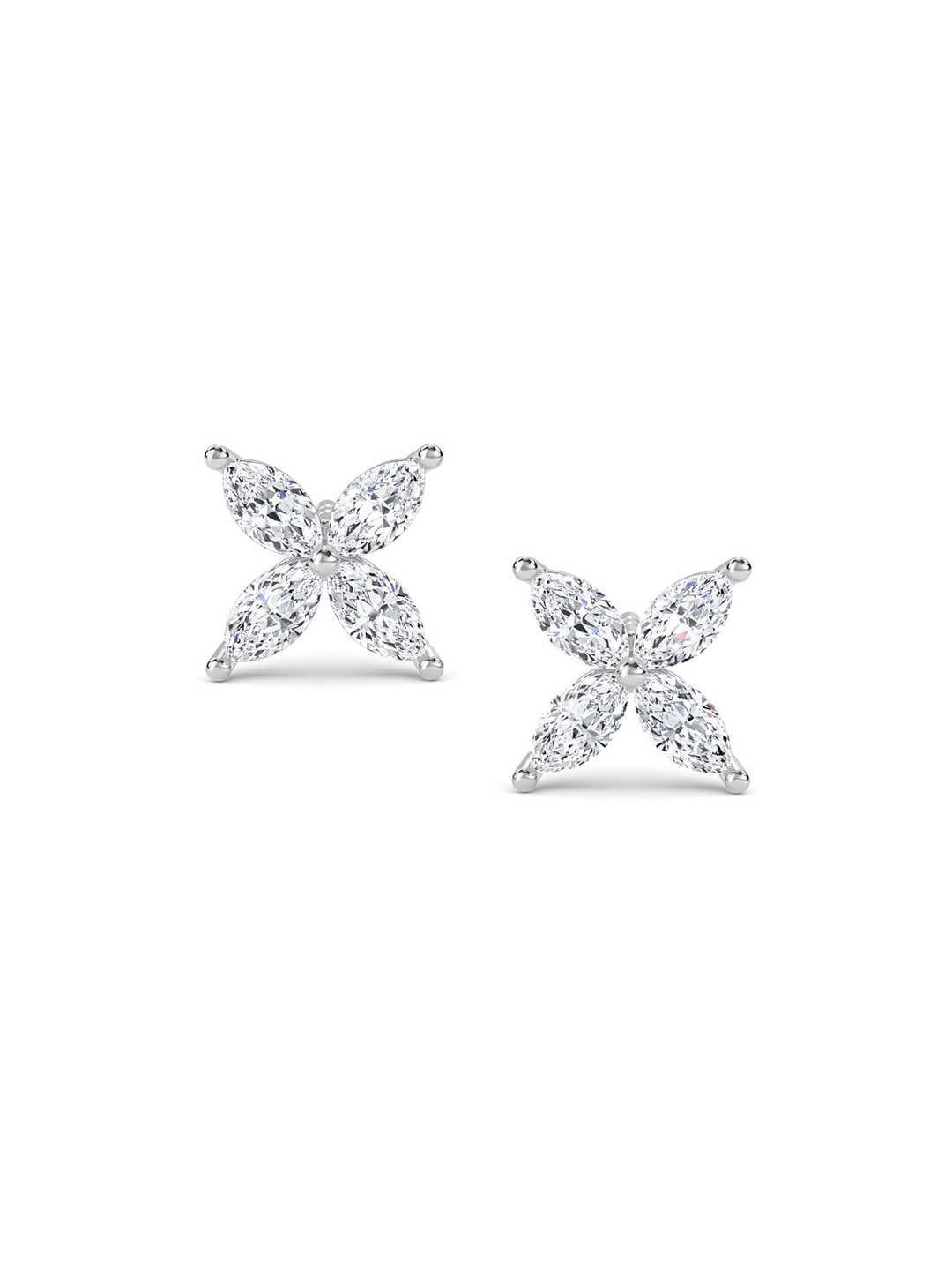 LUNA 14 KT Gold Lab Grown 0.8 Ct Diamond Clover Earrings - 0.48 g