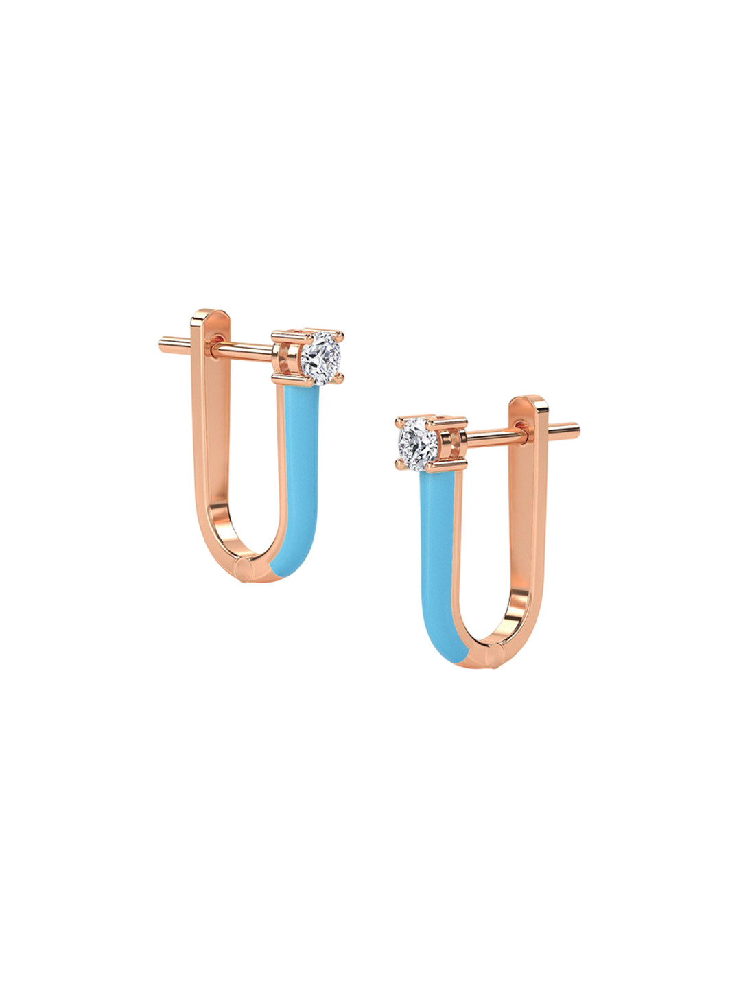 LUNA Women 14 KT Rose Gold Lab Grown Diamond Huggie Earrings - 1.83 g