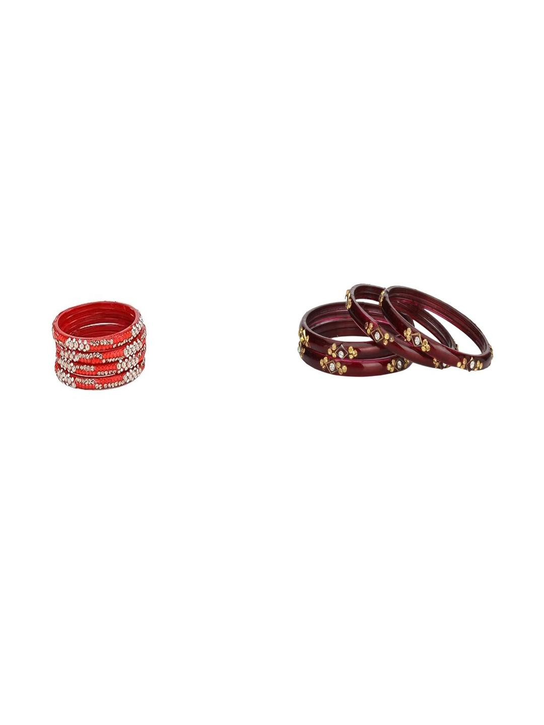 SOMIL Women Set of 2 Red & Maroon Bangles