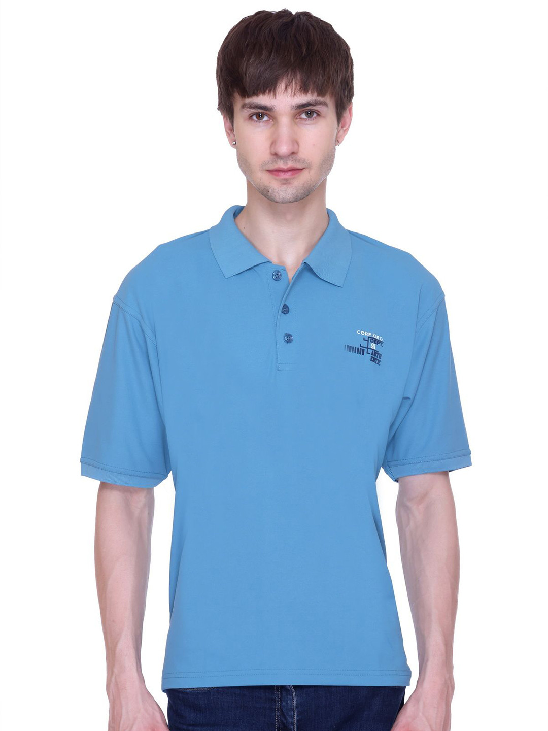 SANDPIPER Men Brand Logo Printed Polo Collar Cotton T-shirt
