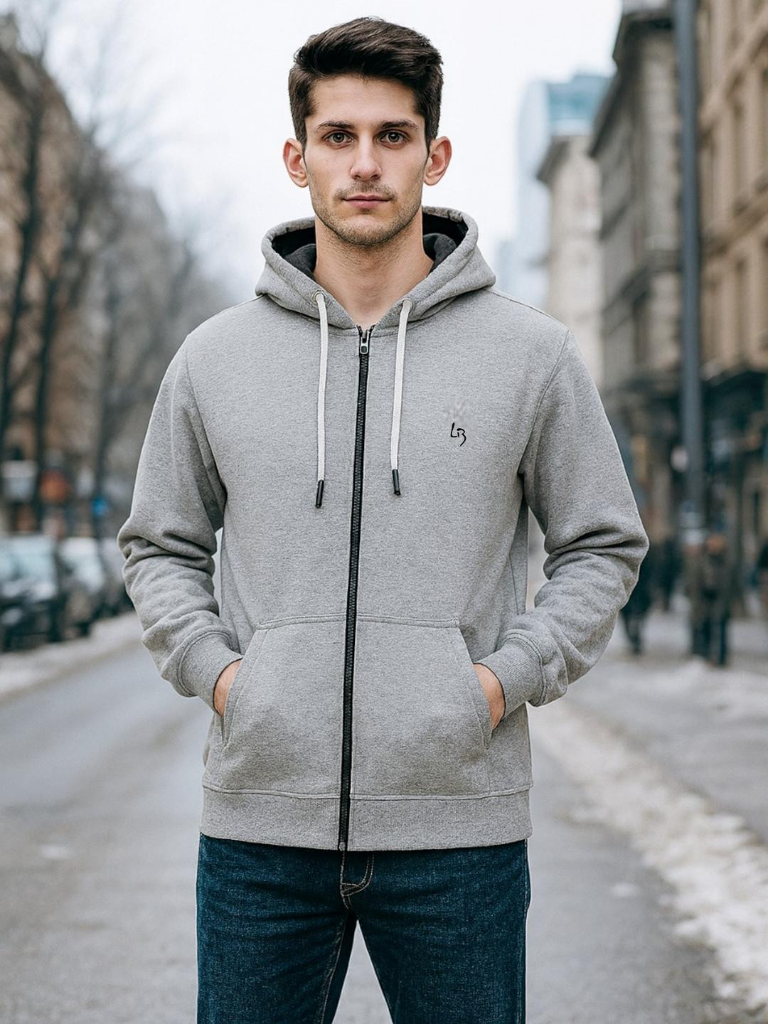 LEE BONEE Hooded Antimicrobial Cotton Front Open Sweatshirt