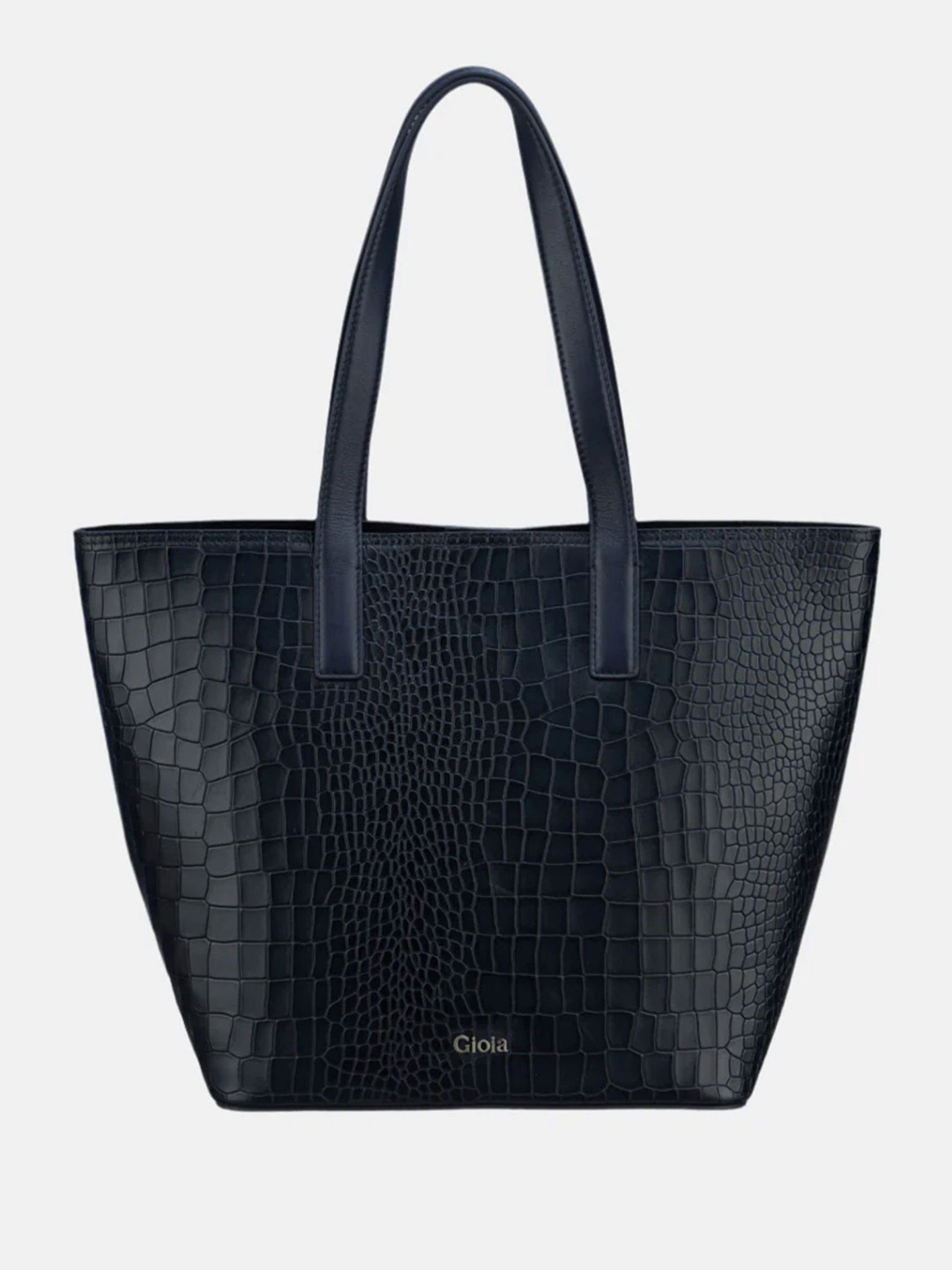 GIOIA Navy Renata Large Croc Classic Leather Tote