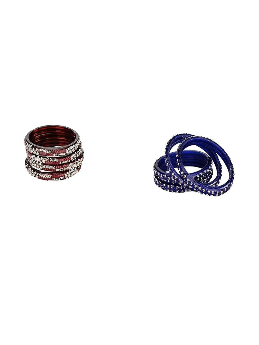 Somil Women Pack Of 2 Maroon & Blue Bangles