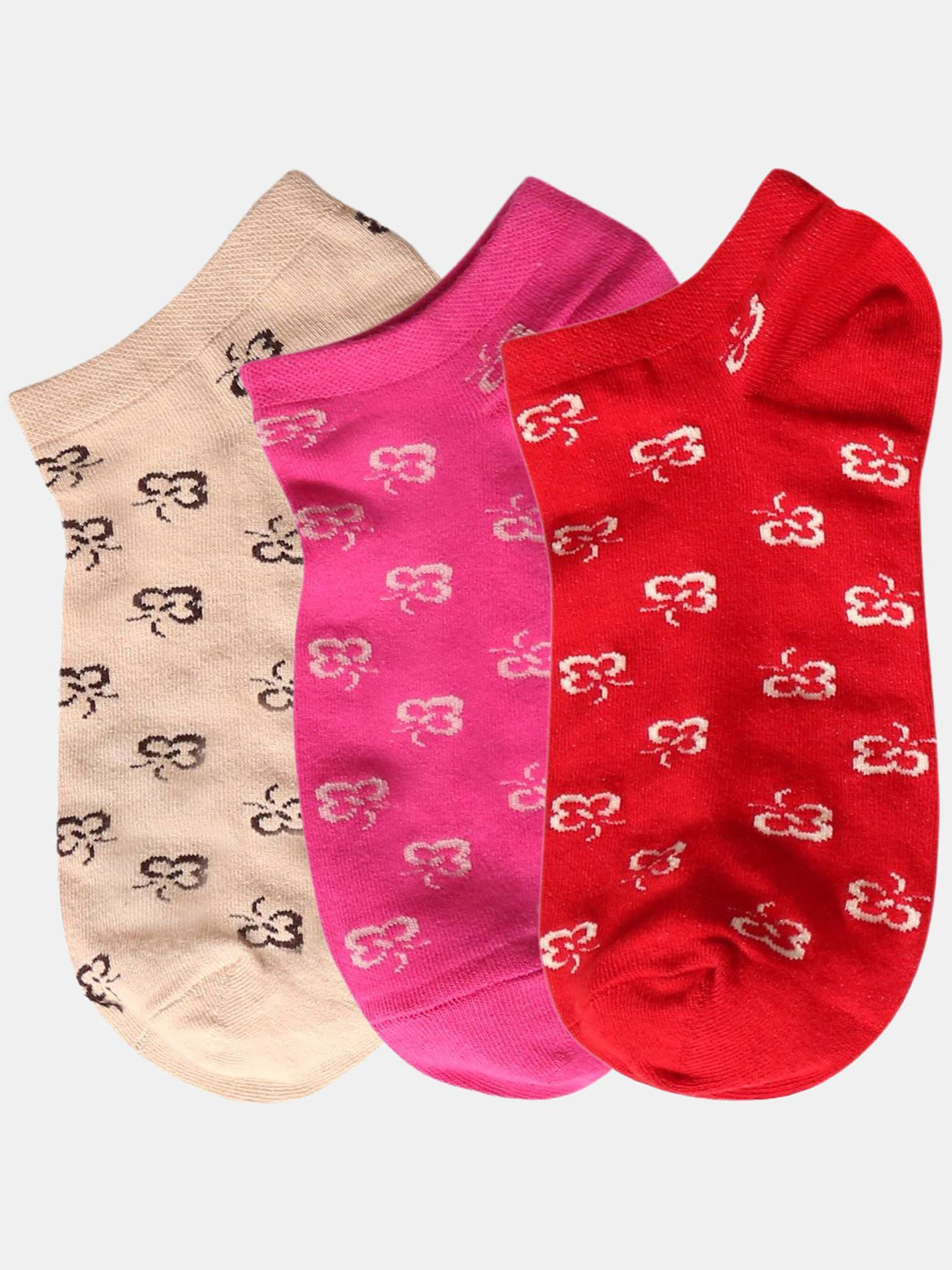 N2S NEXT2SKIN Women Pack Of 3 Sneaker Length Floral Theme Cotton Socks