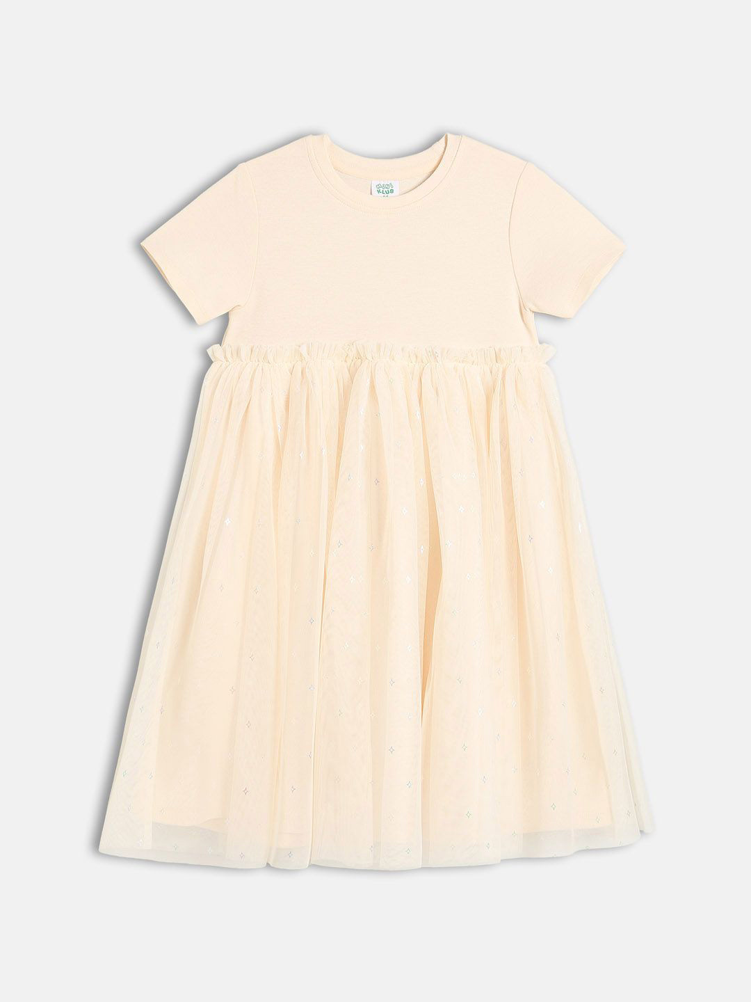 MINI KLUB Girls Cotton Full Sleeves Star Printed Dress