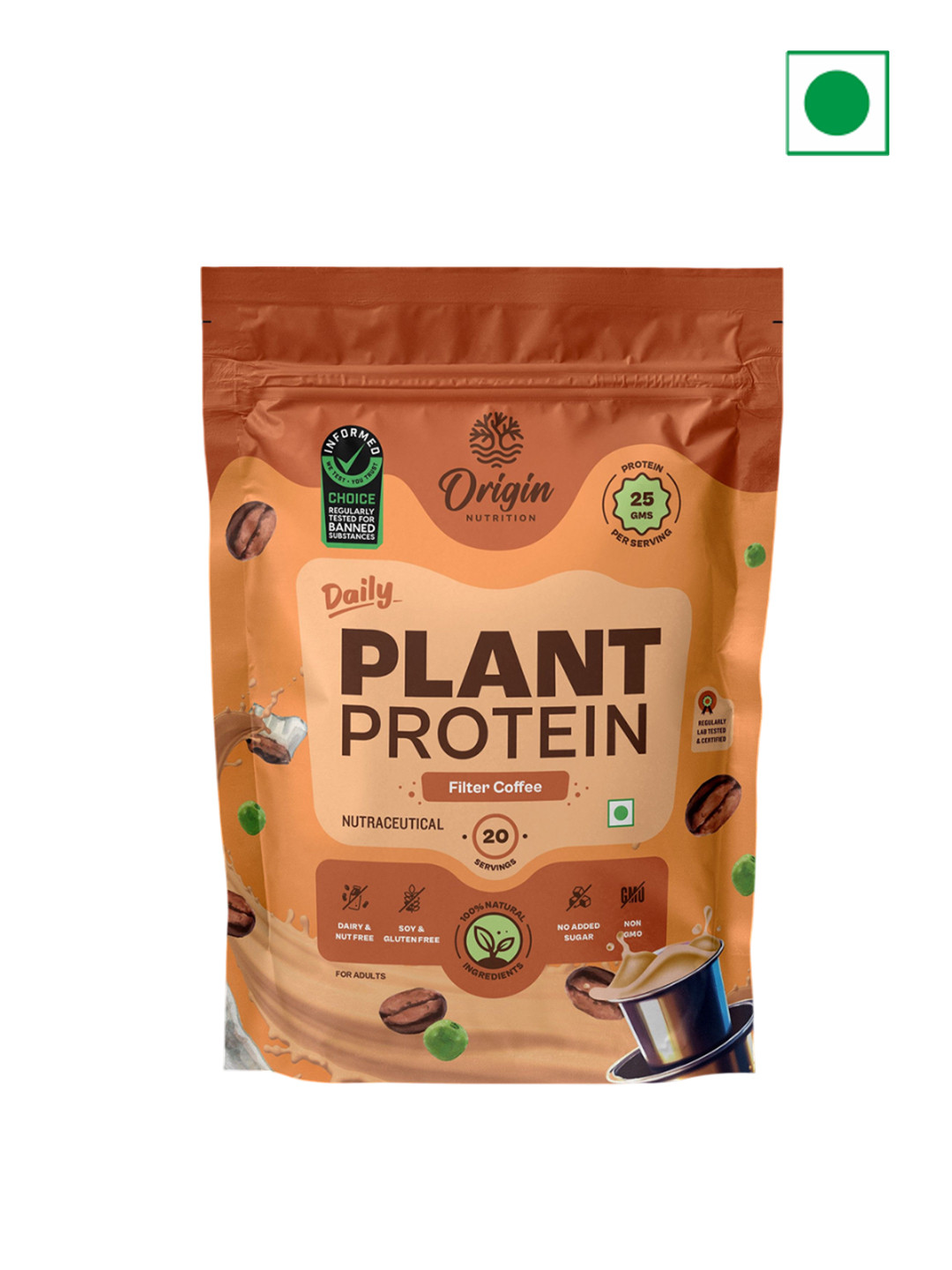 Origin Nutrition Daily Plant Protein- 810 g- Filter Coffee