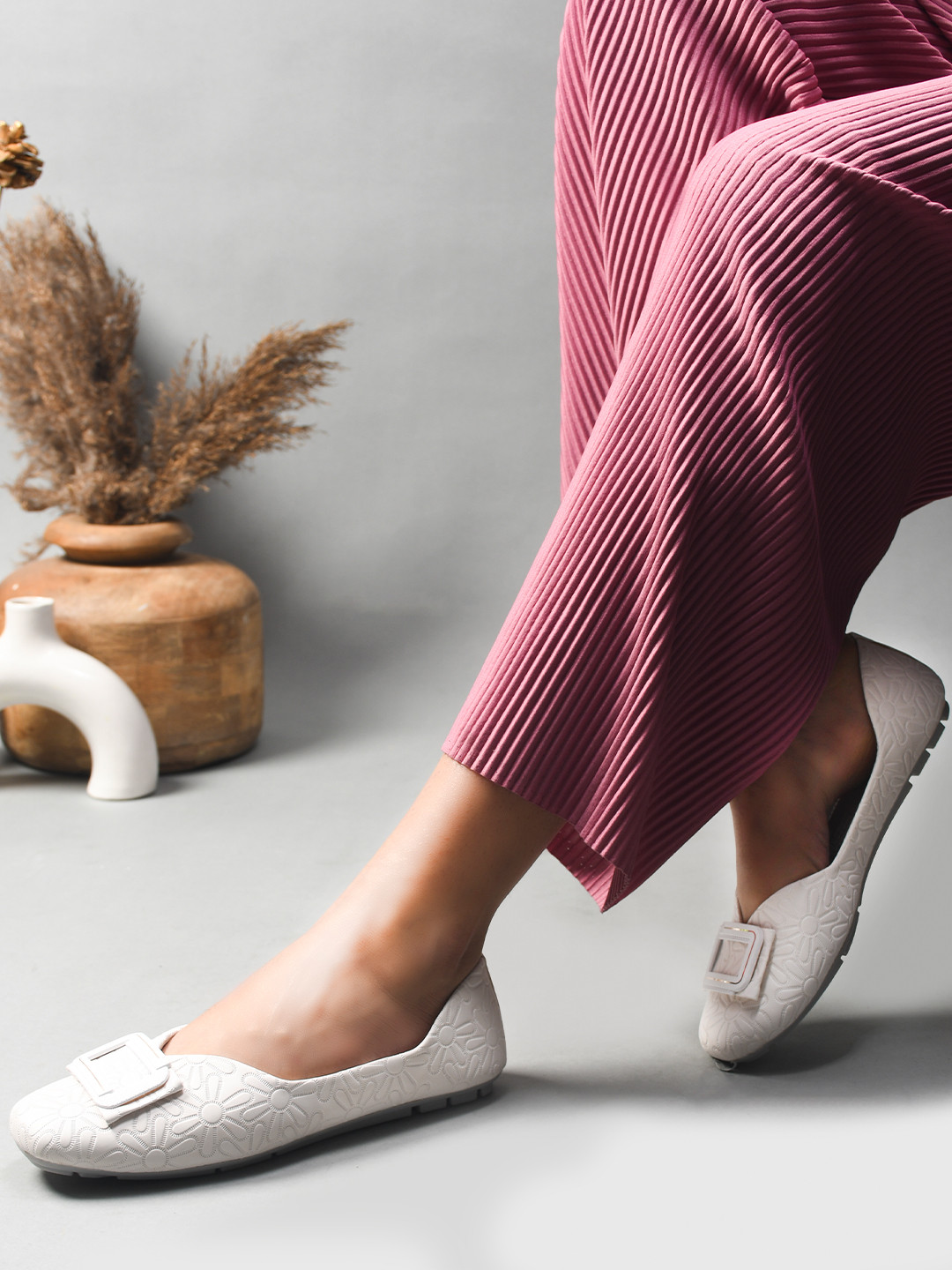 PEEK Floral Design Soft Footbed Round Toe Ballerinas