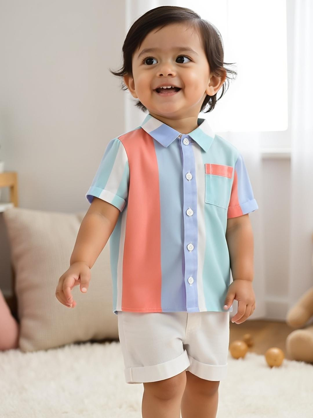 KIDGARB Boys Striped Printed Casual Shirt