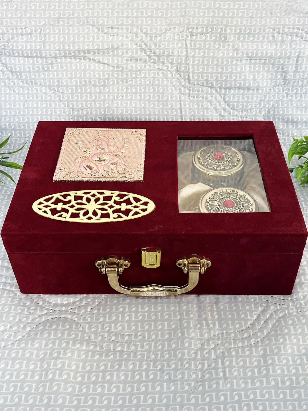 DIWAM HANDICRAFTS Red Dry Fruit Wooden Return Home Gift Box