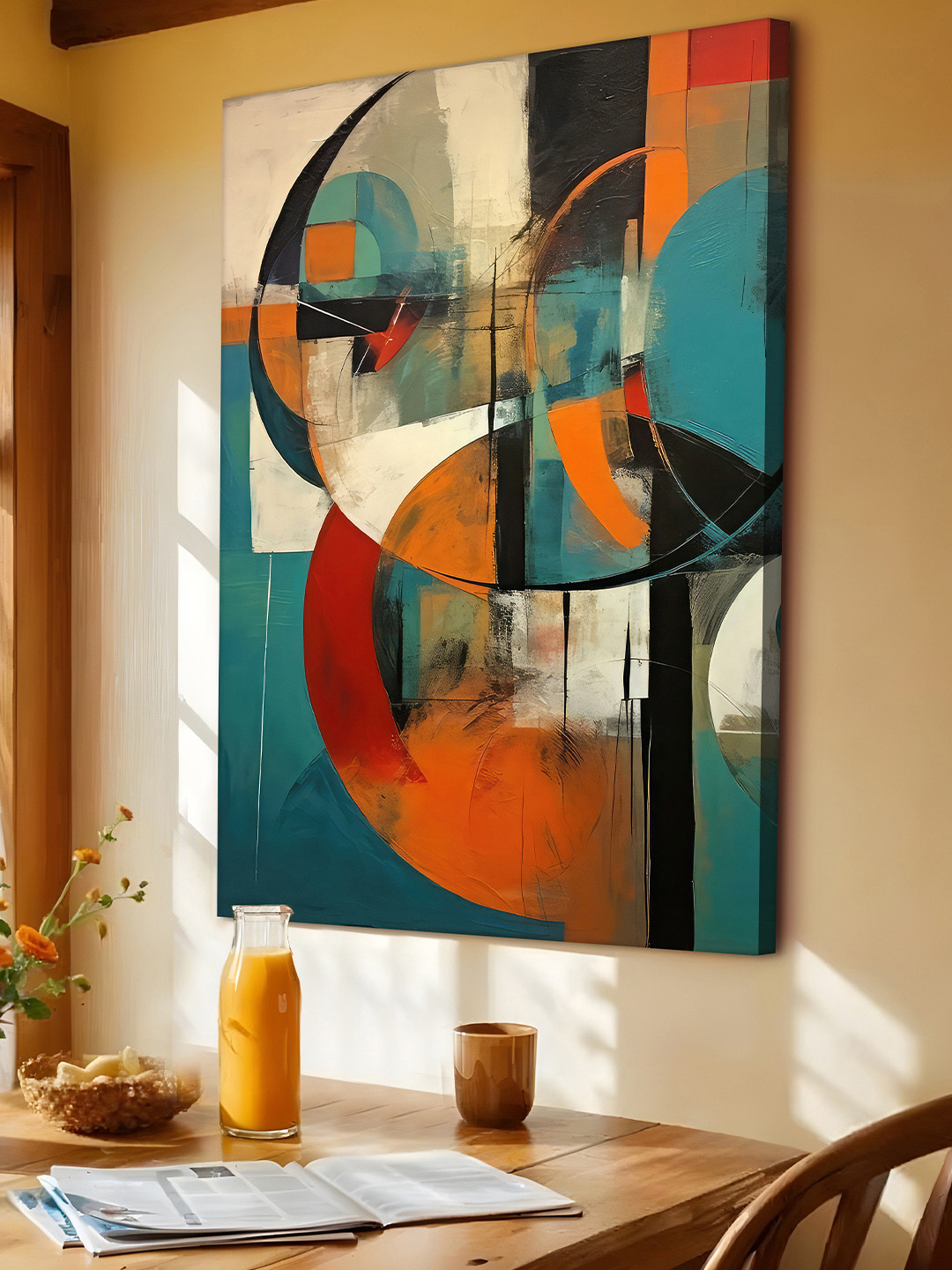 Art Street Blue & Orange Abstract Canvas Wall Art