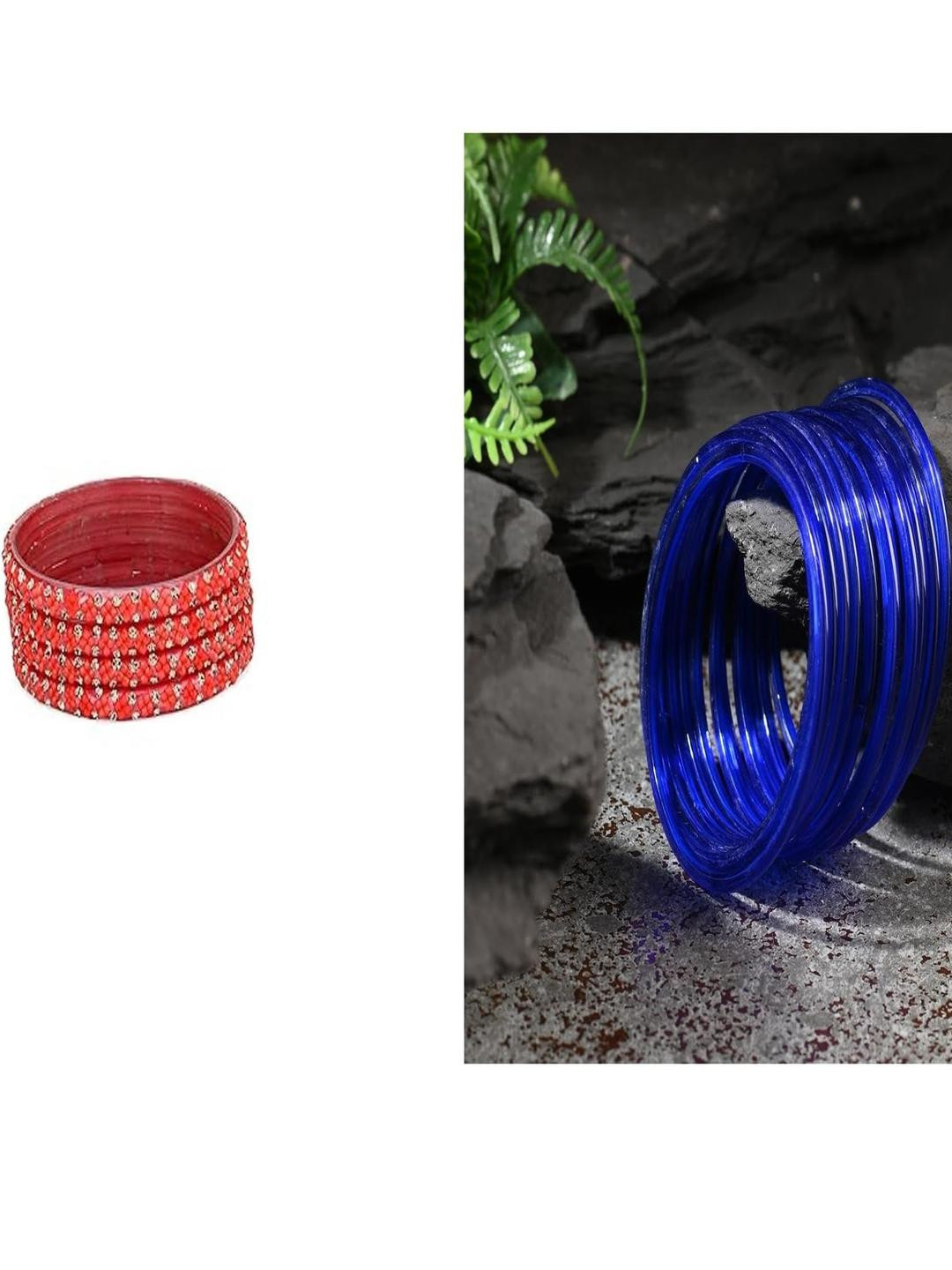 SOMIL Women Set of 2 Blue & Red Bangles