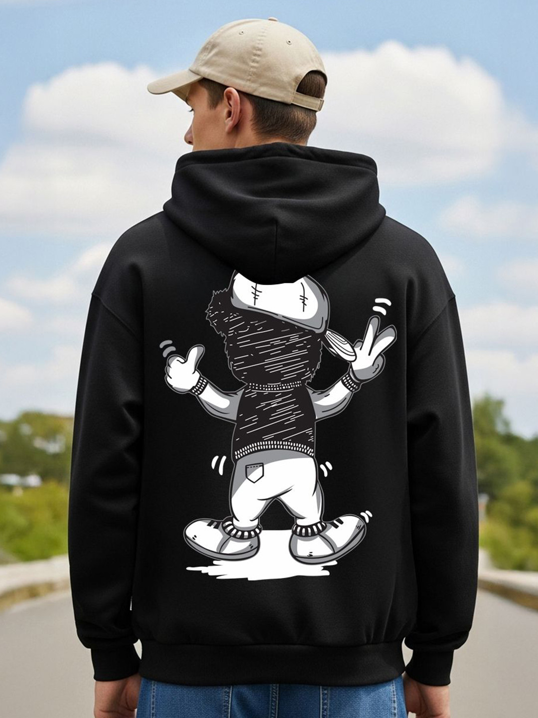 BENNY BROOKS Men Graphic Printed Hooded Long Sleeves Sweatshirt