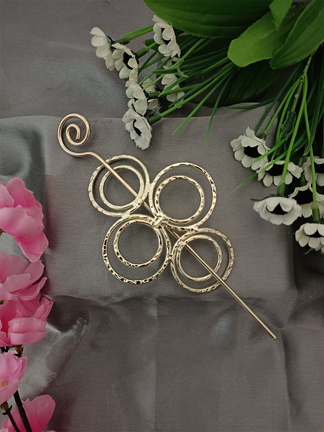 Sanjog Women Metal Hair Barrette With Stick Bun Holder Hair Bun Cage Hair Accessory Set