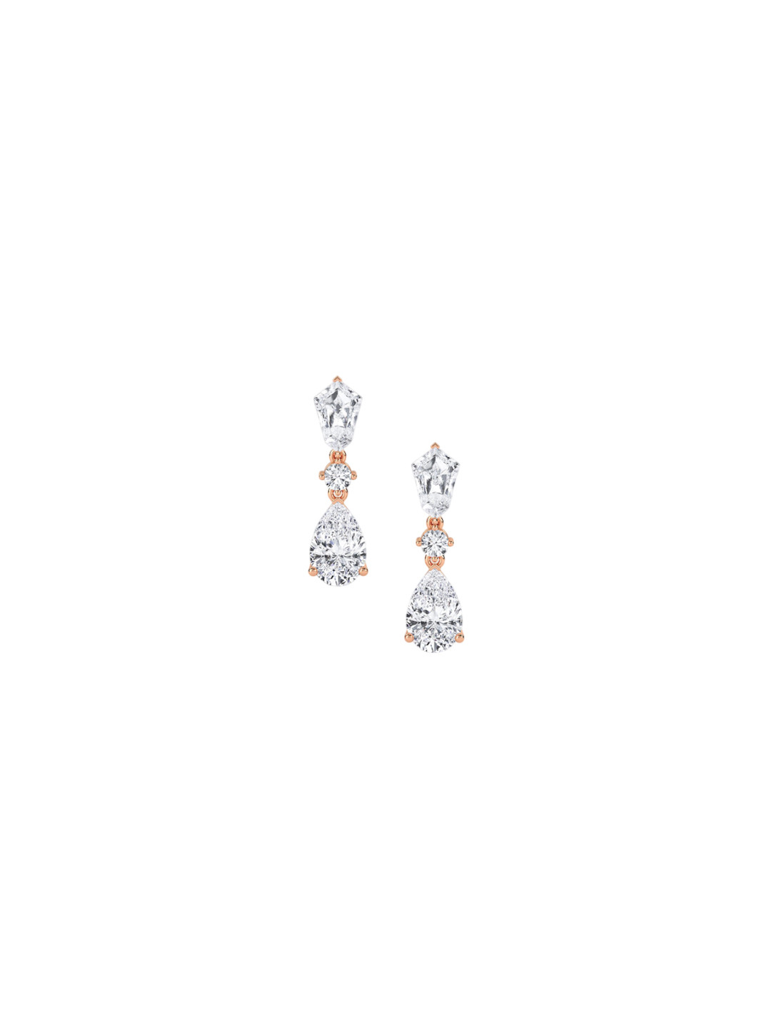 LUNA Women 14 KT Rose Gold 3.56 Ct Lab Grown Diamond Studded Drop Earrings - 2.1 g