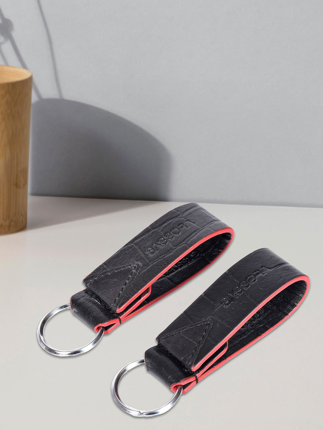 Sassora Set Of 2 Brand Logo Printed Leather Key Chains