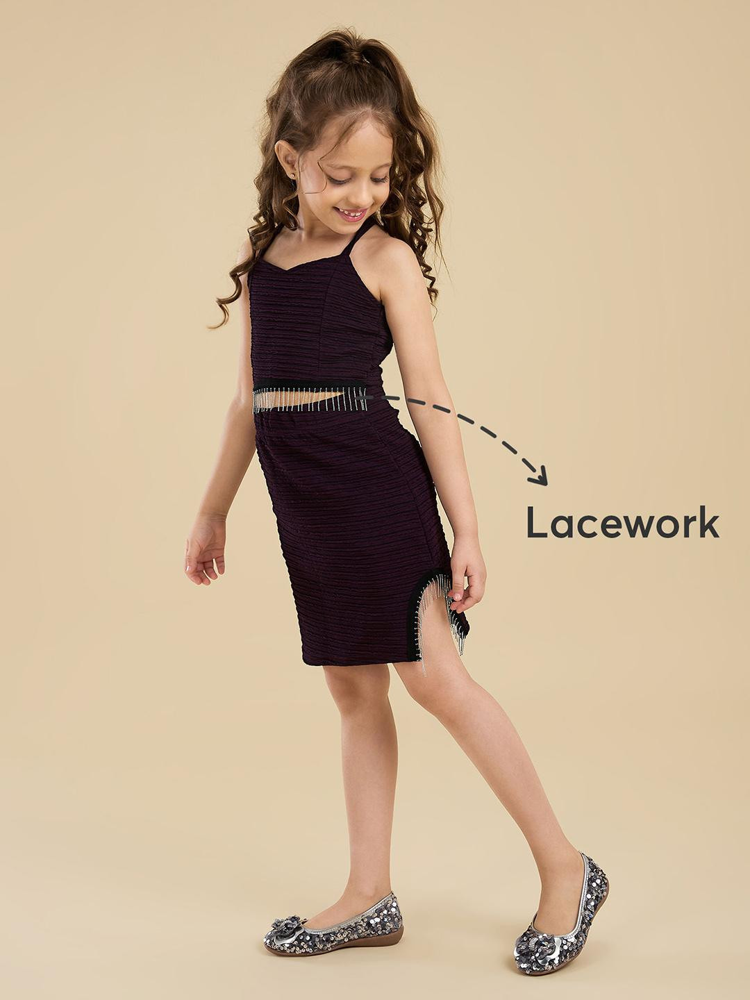 2-Pc Textured Blouse & Skirt