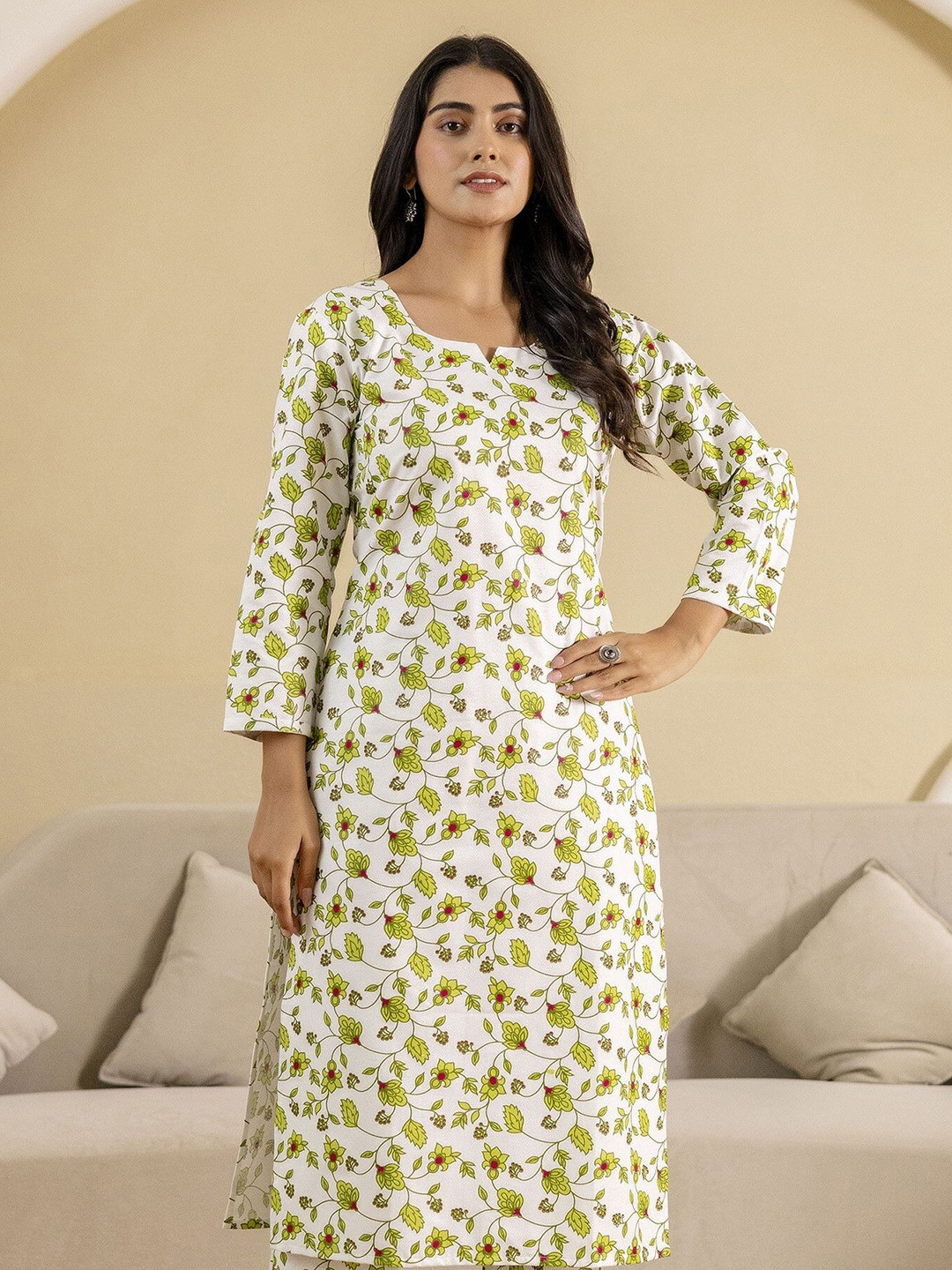 CHAFI COLLECTION Women Floral Daily Cotton Straight Kurta