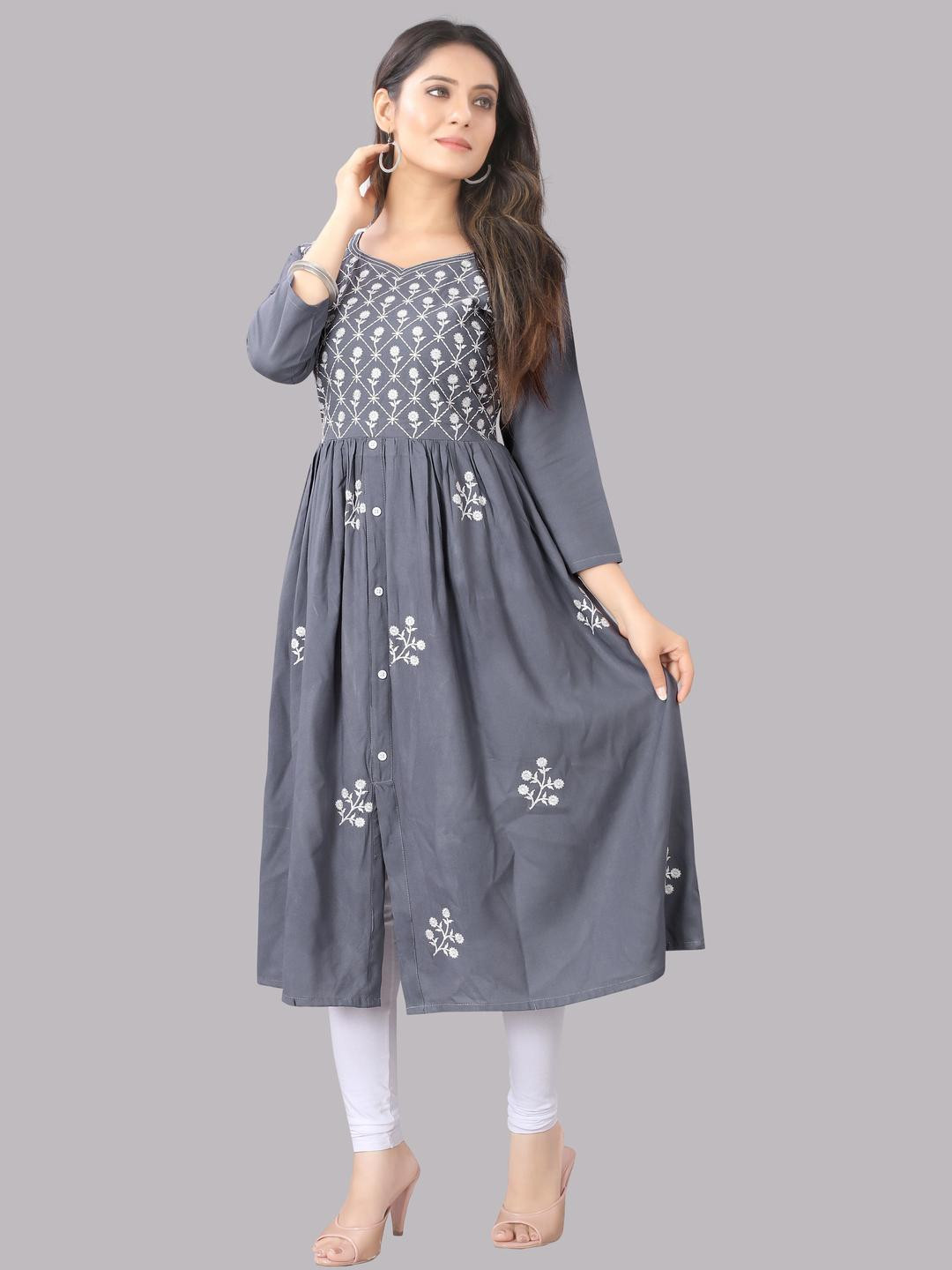 TRENDZ TYCOON Women Grey Kurtas