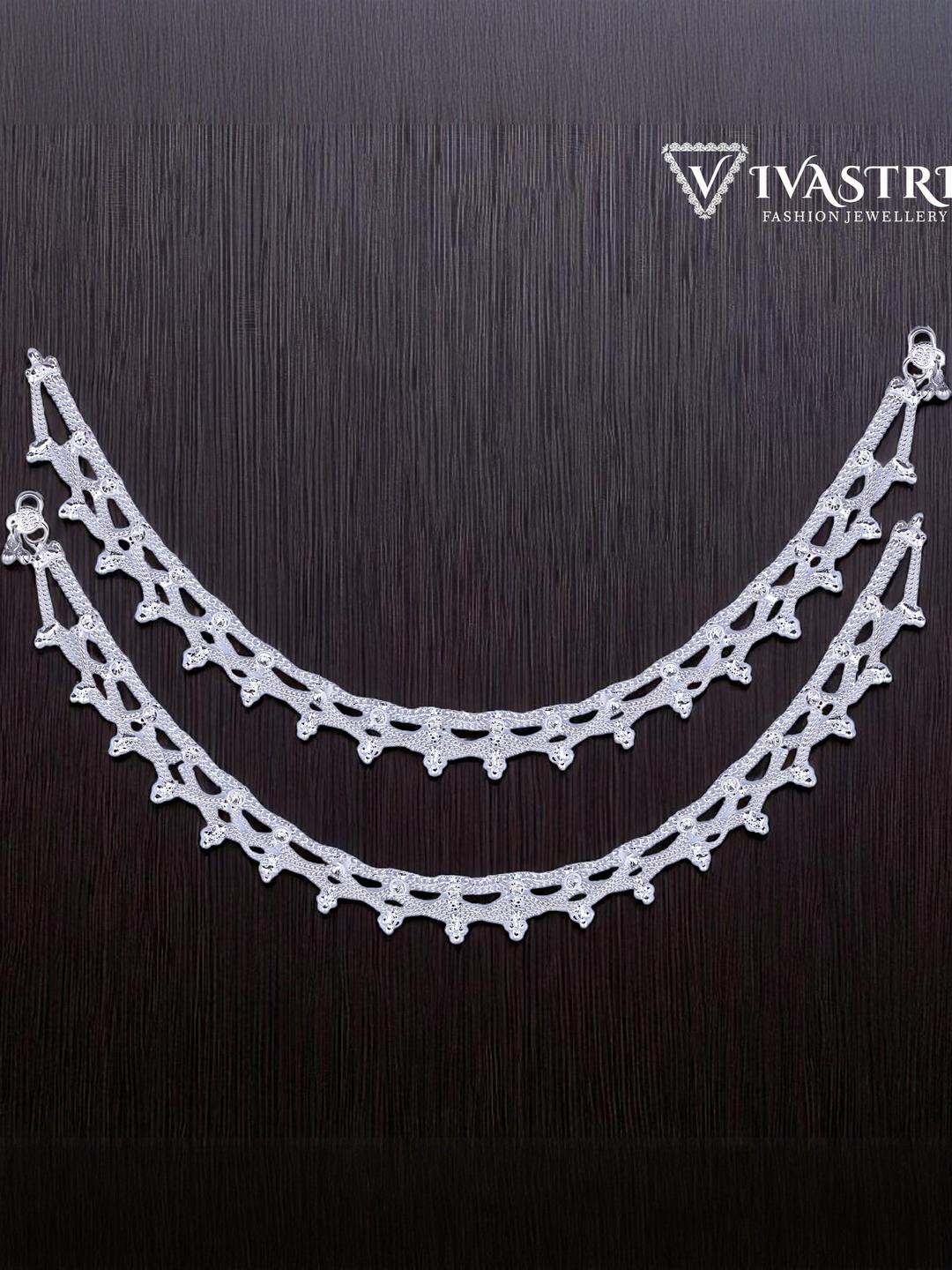 VIVASTRI Silver White Metal Payal Anklets