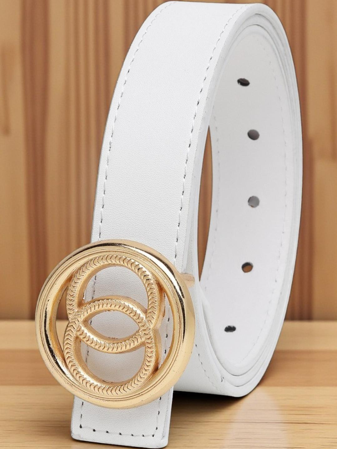 DressBerry Women White Textured Formal Belt