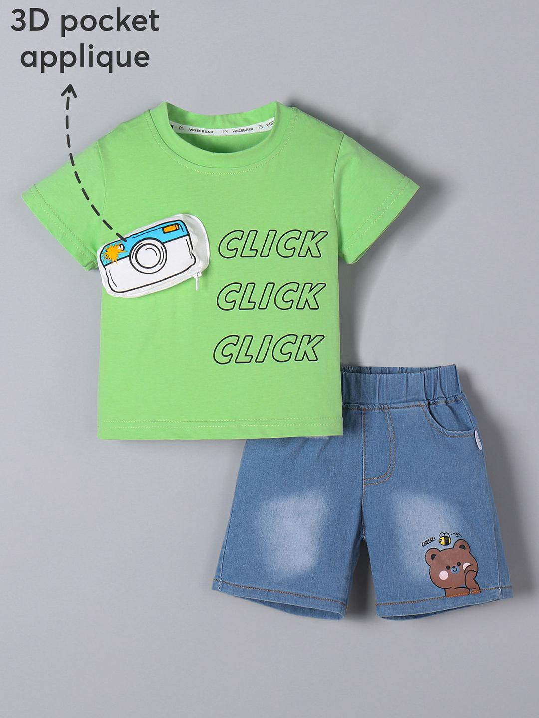 2-Pc Shutterbug T-shirt & Denim Shorts