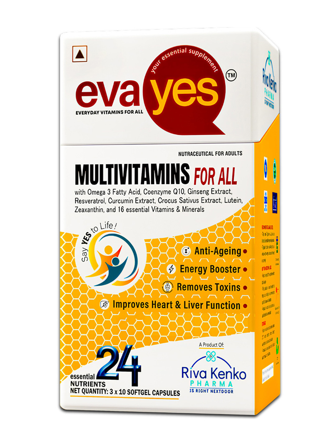 RivaKenko Eva Yes Multivitamins With Resveratrol & Omega 3 - 30 Caps