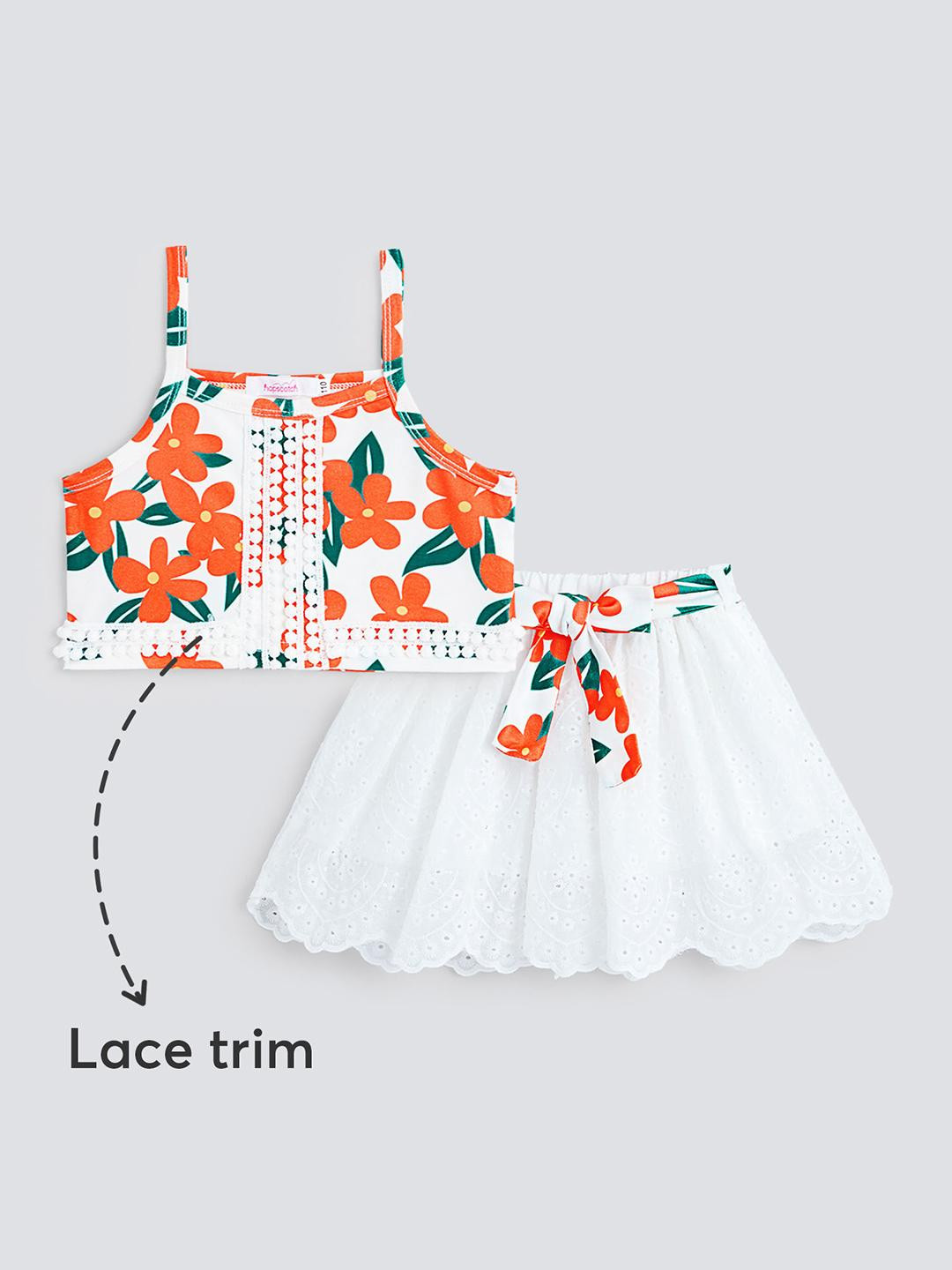 2-Pc Floral Bloom Blouse & Skirt