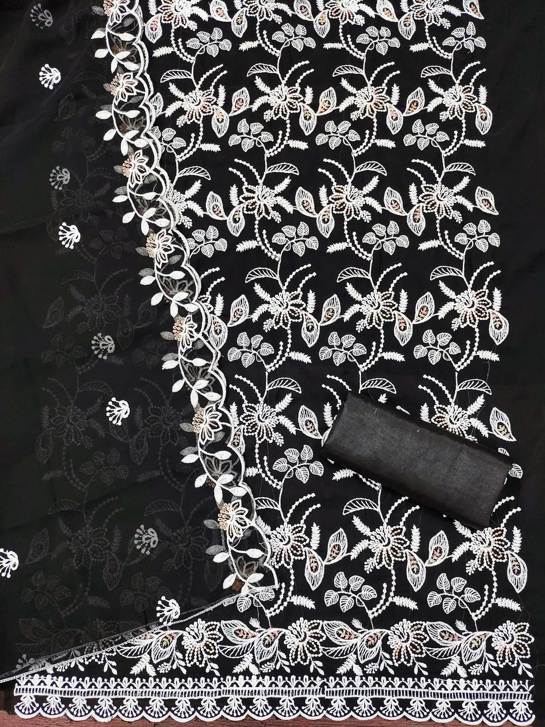 Black Georgette Embroidered Dress Material with Dupatta  Kalini