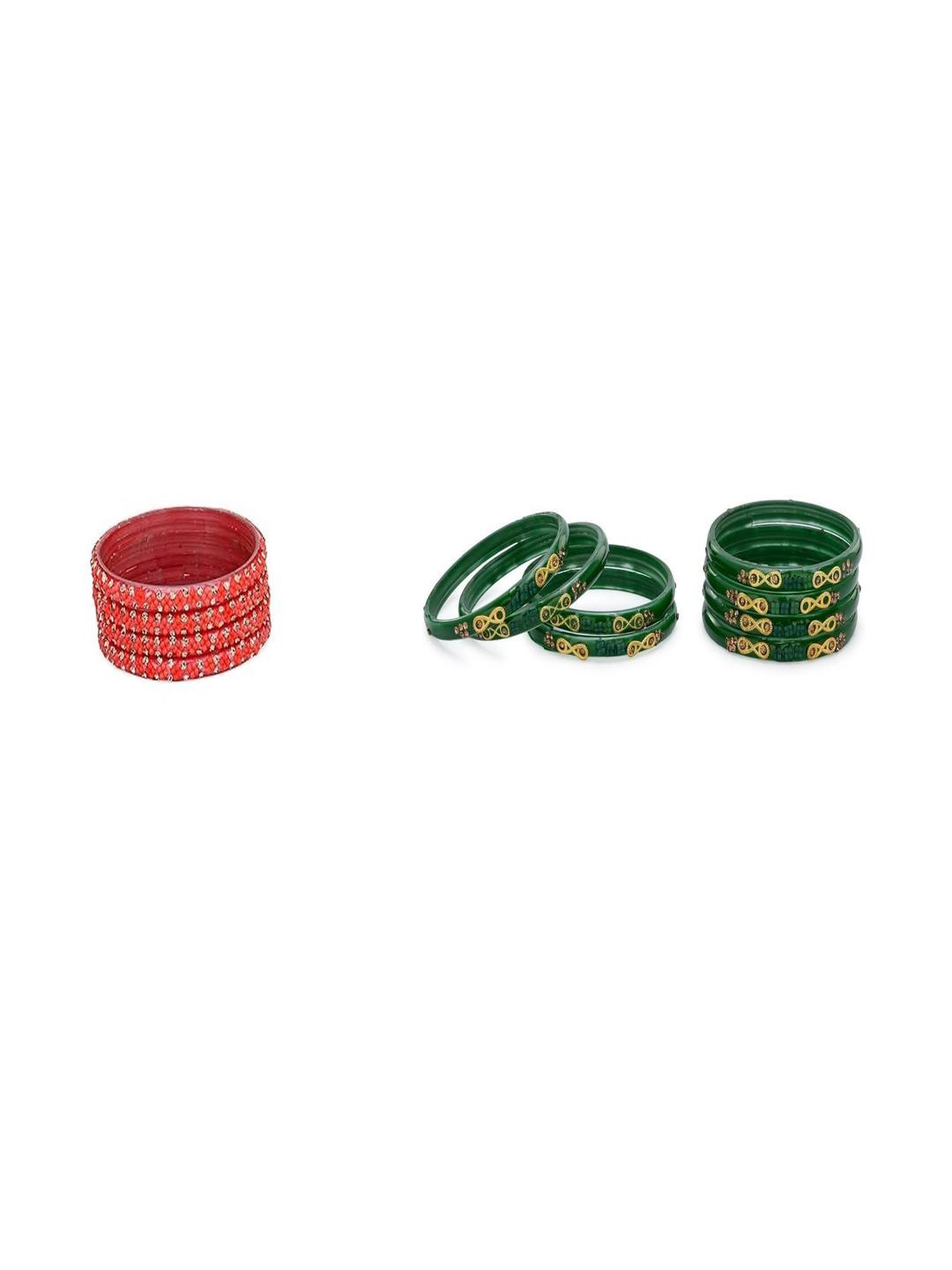 SOMIL Women Set of 2 Red & Green Bangles