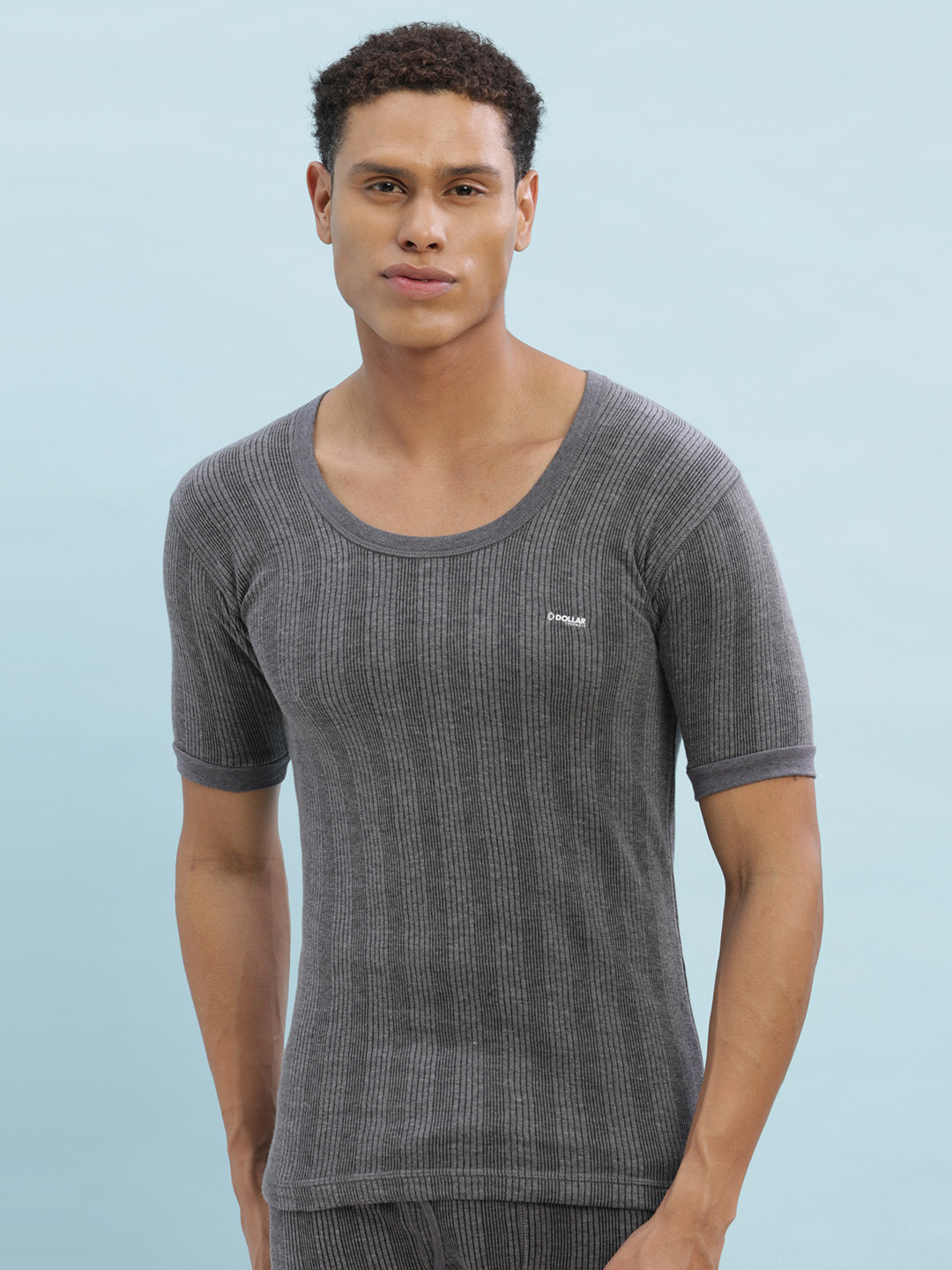 Dollar Ultra Men Grey Striped Thermal T-shirt
