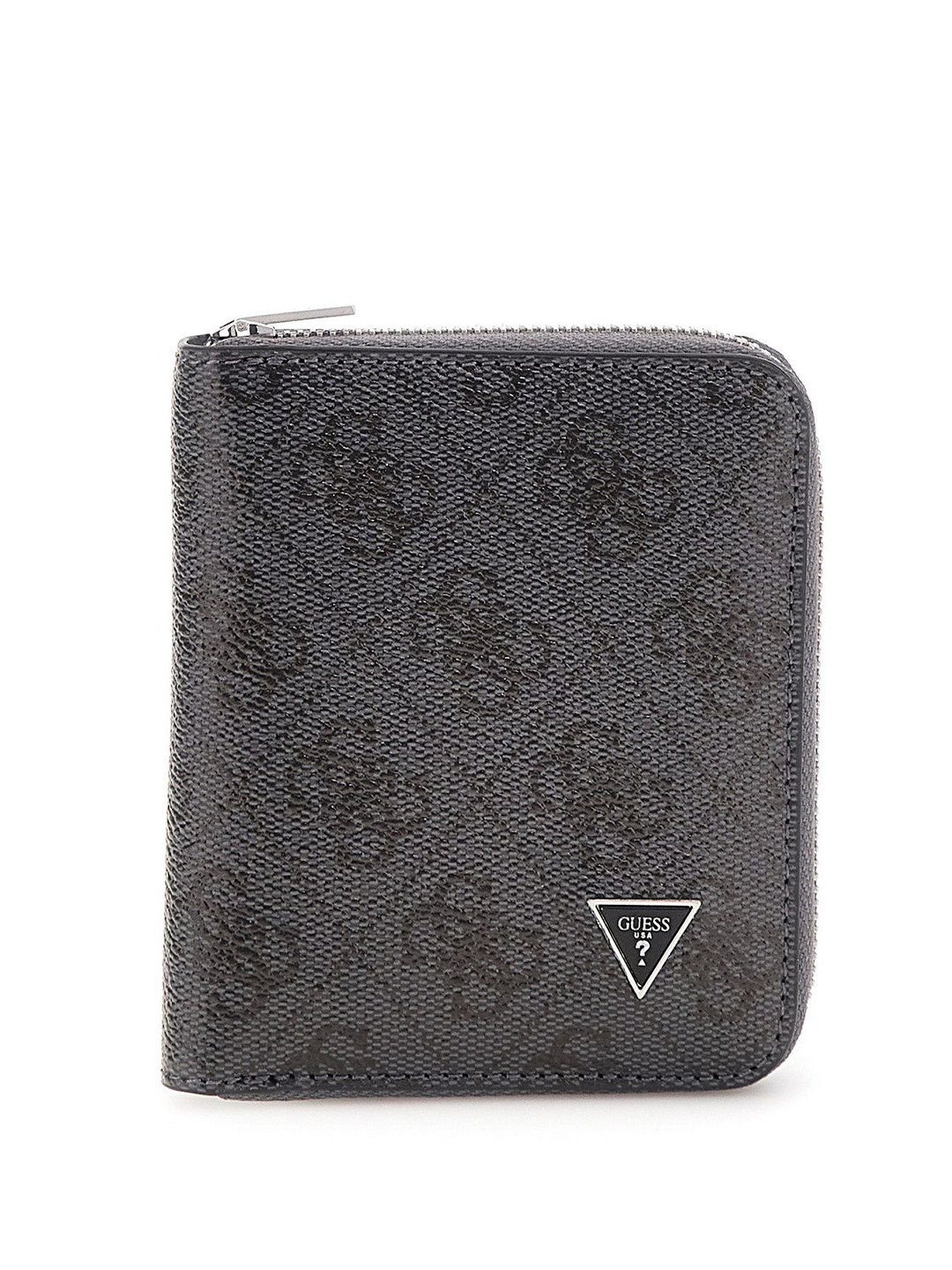 GUESS Men Graphic Printed Leather Zip Around Wallet With SIM Card Holder