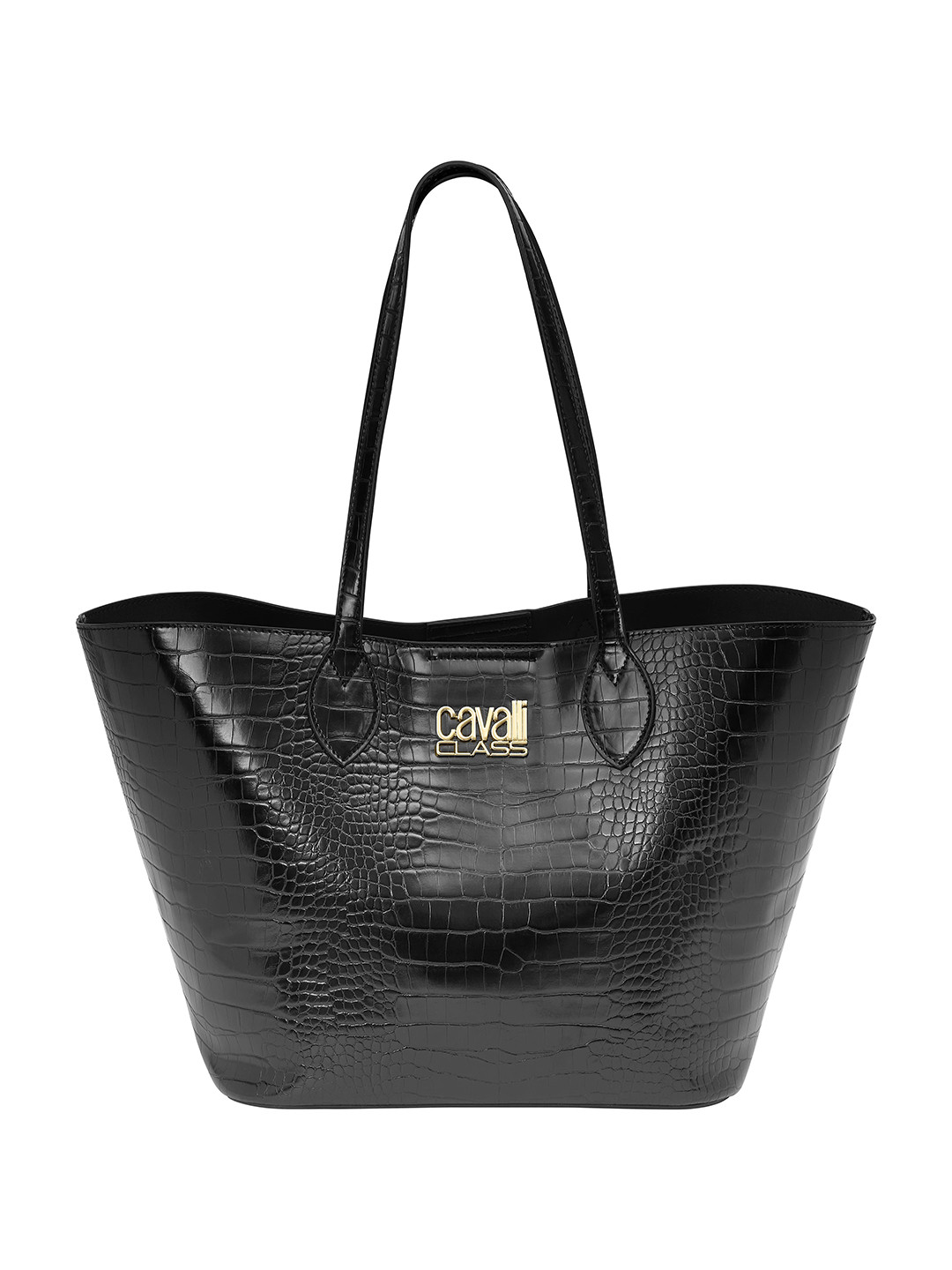 Cavalli Class Women Textured Shopper Tote Bag with Pouch