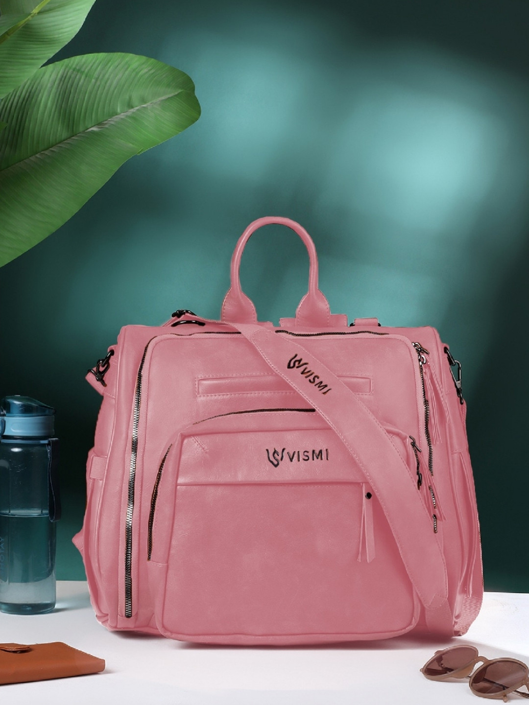VISMIINTREND Leather Backpack Diaper Bag