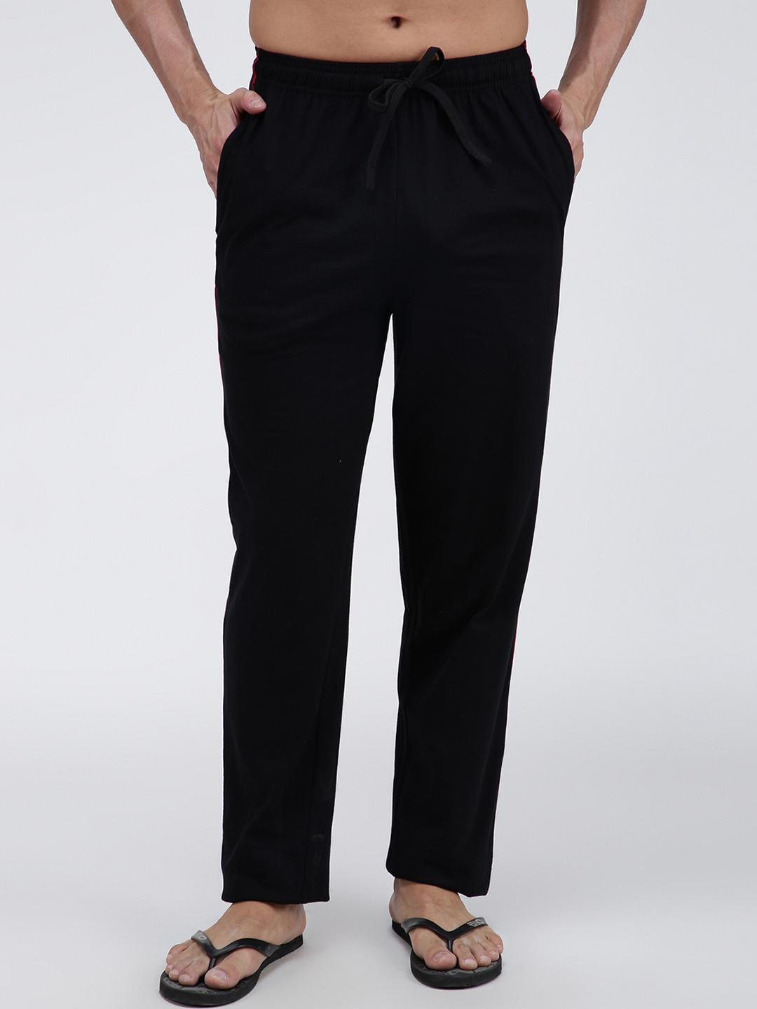 Amul Comfy Men Black Solid Casual Cotton Drawstring Track Pant