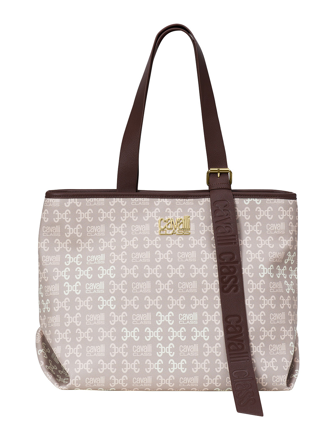 Cavalli Class Women Brand Logo Printed Shopper Tote Bag