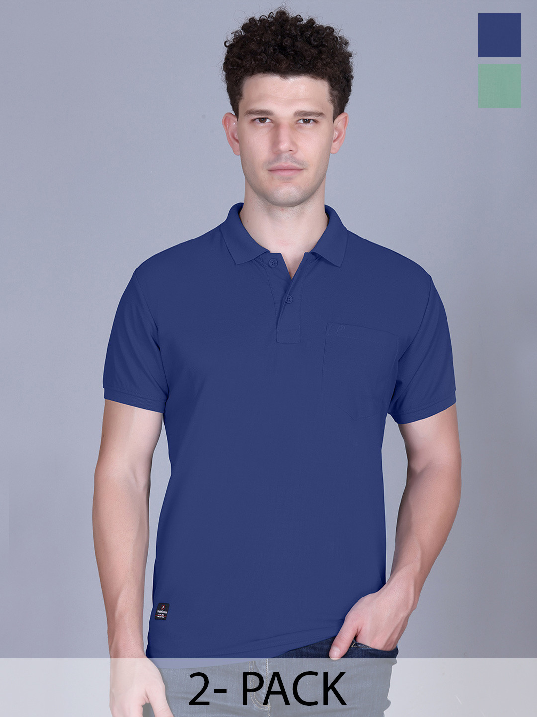 MOUNTAIN COLOURS Pack Of 2 Polo Collar Cotton T-shirts