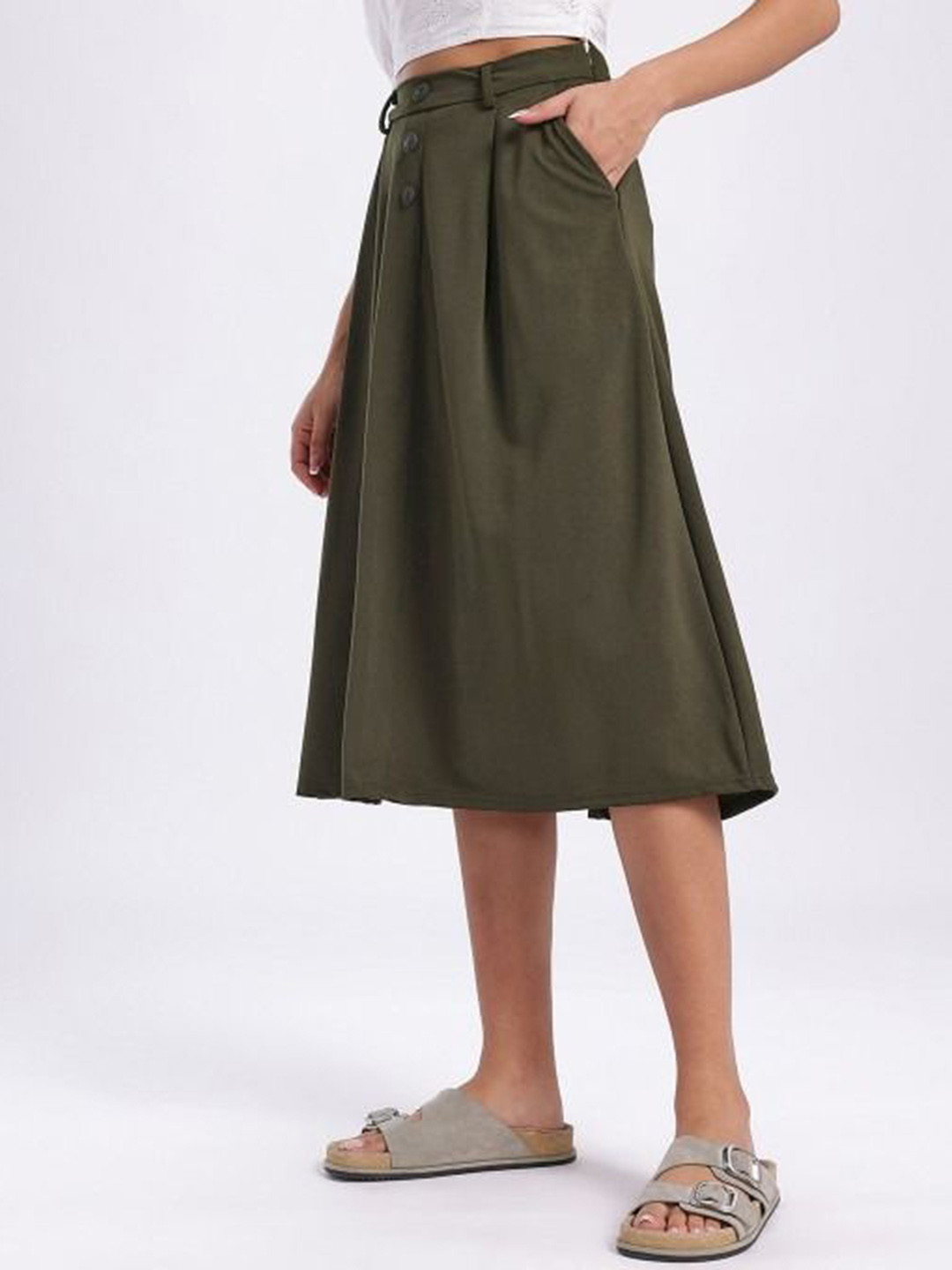 Mast & Harbour High-Rise A-Line Knee Length Skirt