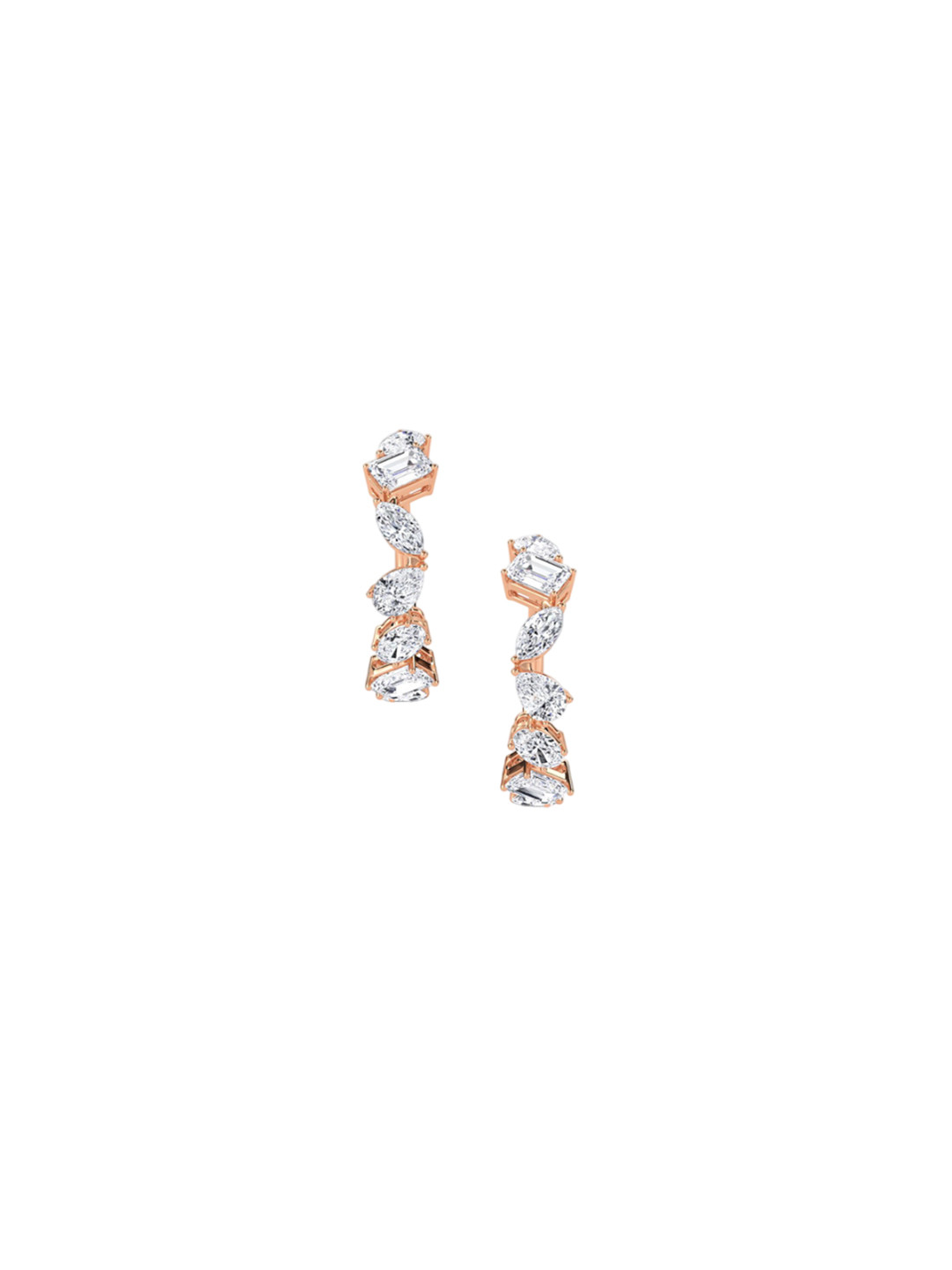 LUNA Women 14 KT Rose Gold 4.04 Ct Lab Grown Diamond Hoop & Huggie Earrings - 3.64 g