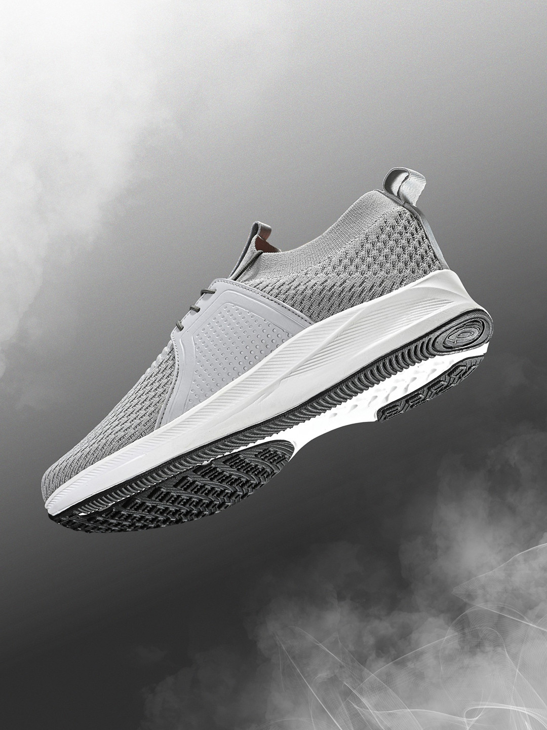 HRX by Hrithik Roshan Men Grey & White Mesh Memory Foam Non-Marking Walking Shoes