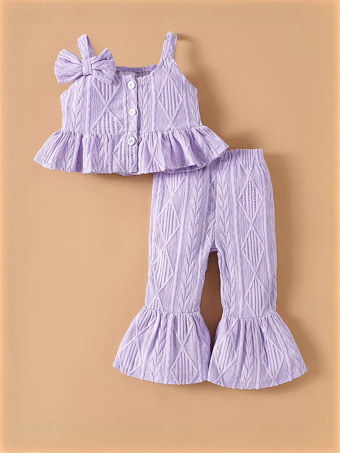 2-Pc Bow Tie Ruffle Pants Set