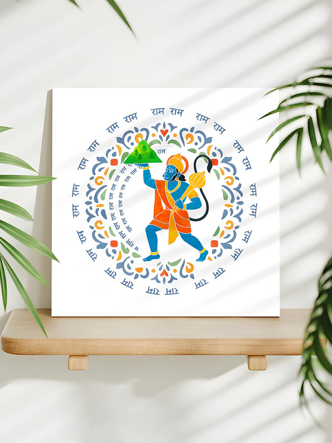 Art Street Green & Blue Lord Hanuman Canvas Wall Art