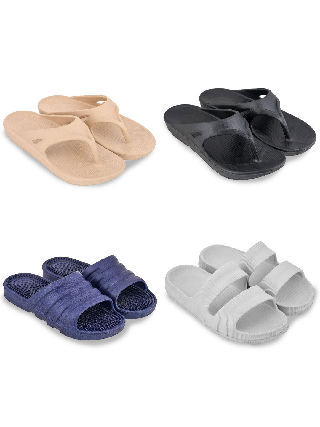 Feel alive Men Set Of 4 Ultra-Comfortable Lightweight Sliders